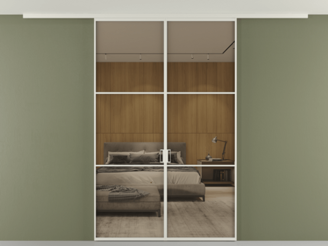 Перегородка Formato вдоль стены на потолок двустворчатая АЛПР 040.03 Алюминий Белый Рефлективное бронзовое стекло "Stopsol", калёное, 6 мм. Скрытый короб БЕЛ Цена 222280 ₽ 1. Полотно 2 шт.  (800/2100 мм)
2. Комплект установки раздвижной системы
3. Базовый комплект фурнитуры
4.Ручка RONDO
. Фабрика дверей Волховец 8 (800) 551 43 19  Перегородка Formato вдоль стены на потолок двустворчатая АЛПР 040.03 Алюминий Белый Рефлективное бронзовое стекло "Stopsol", калёное, 6 мм Цена 222280 ₽ | Volhovec