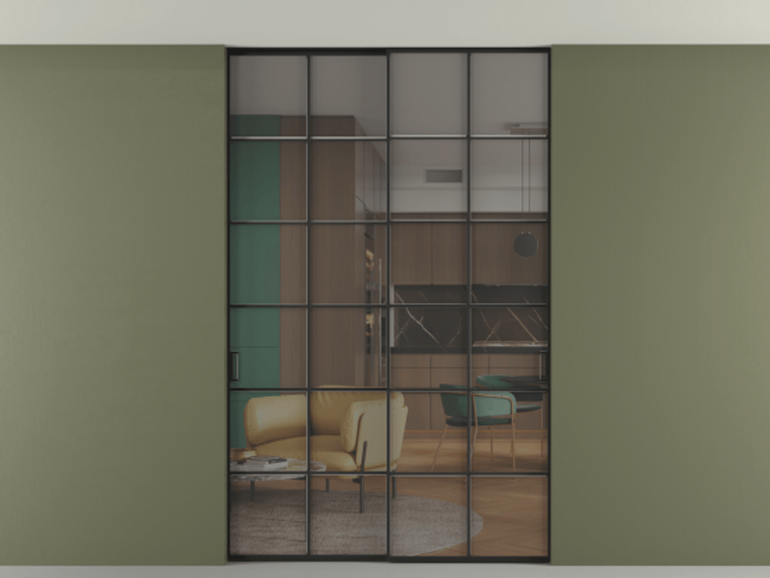 Перегородка Formato внутри проёма двустворчатая со скрытым креплением в потолок АЛПР 040.05 Алюминий Черный Прозрачное серое стекло, триплекс. Скрытый короб ЧЕР Цена 263164 ₽ 1. Полотно 2 шт. (800/2100 мм)
2. Комплект установки раздвижной системы
3. Базовый комплект фурнитуры
4. Ручка RONDO. Фабрика дверей Волховец 8 (800) 551 43 19 Перегородка Formato внутри проёма двустворчатая со скрытым креплением в потолок АЛПР 040.05 Алюминий Черный Прозрачное серое стекло, триплекс Цена 263164 ₽ | Volhovec