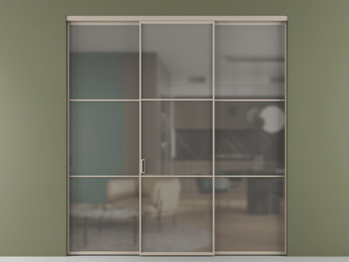 Перегородка Формато внутри проёма 3 створки АЛПР 040.03 Алюминий бисквитный Сатинированное серое стекло, триплекс. Цена 237275 ₽ 1. Полотно 3 шт. (800/2100 мм)
2. Комплект установки раздвижной системы
3. Базовый комплект фурнитуры
4.Ручка Рондо. Фабрика дверей Волховец 8 (800) 551 43 19 Перегородка Формато внутри проёма 3 створки АЛПР 040.03 Алюминий бисквитный Сатинированное серое стекло, триплекс Цена 237275 ₽ | Volhovec