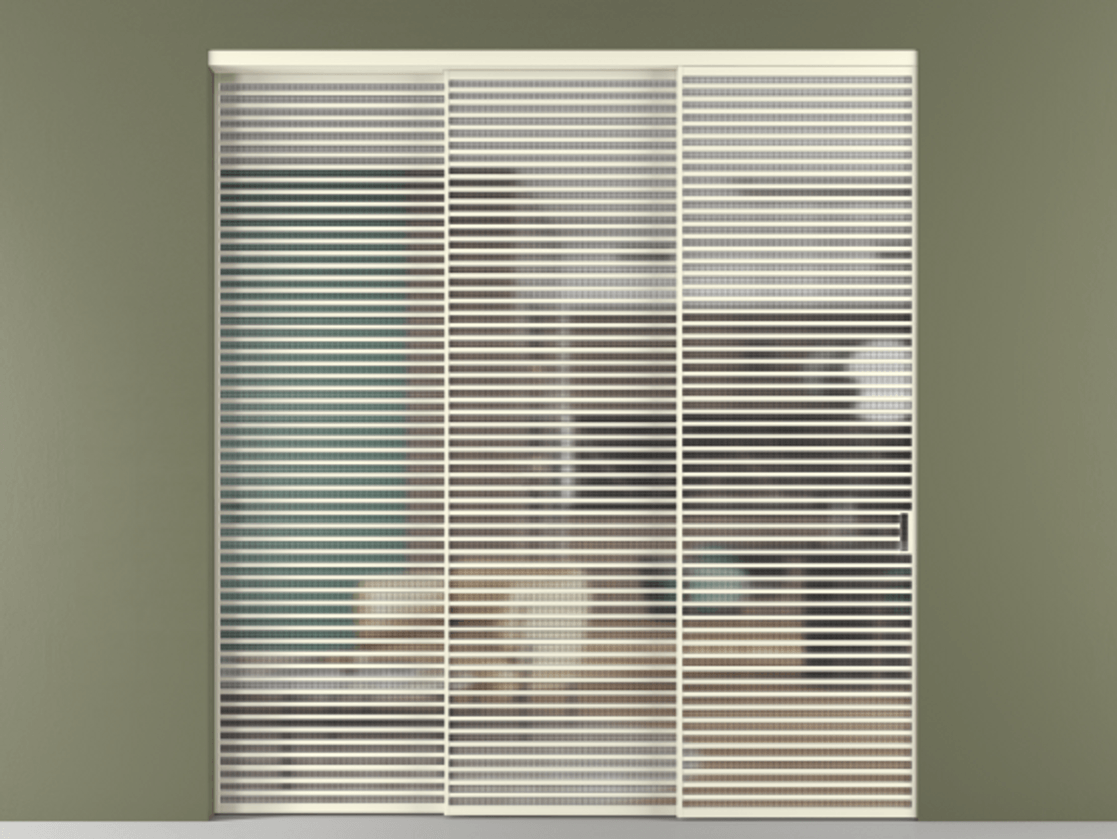 Перегородка Formato внутри проёма телескопик синхро 2 АЛПР 040.07 Алюминий молочно-белый Декоративное стекло с сеткой "Mesh silver", триплекс, 6 мм. Цена 668500 ₽ 1. Полотно 3 шт. (800/2100 мм)
2. Комплект установки раздвижной системы
3. Базовый комплект фурнитуры
4. Комплект фурнитуры телескопик синхро-2
5.Ручка RONDO
. Фабрика дверей Волховец 8 (800) 551 43 19 Перегородка Formato внутри проёма телескопик синхро 2 АЛПР 040.07 Алюминий молочно-белый Декоративное стекло с сеткой "Mesh silver", триплекс, 6 мм Цена 668500 ₽ | Volhovec