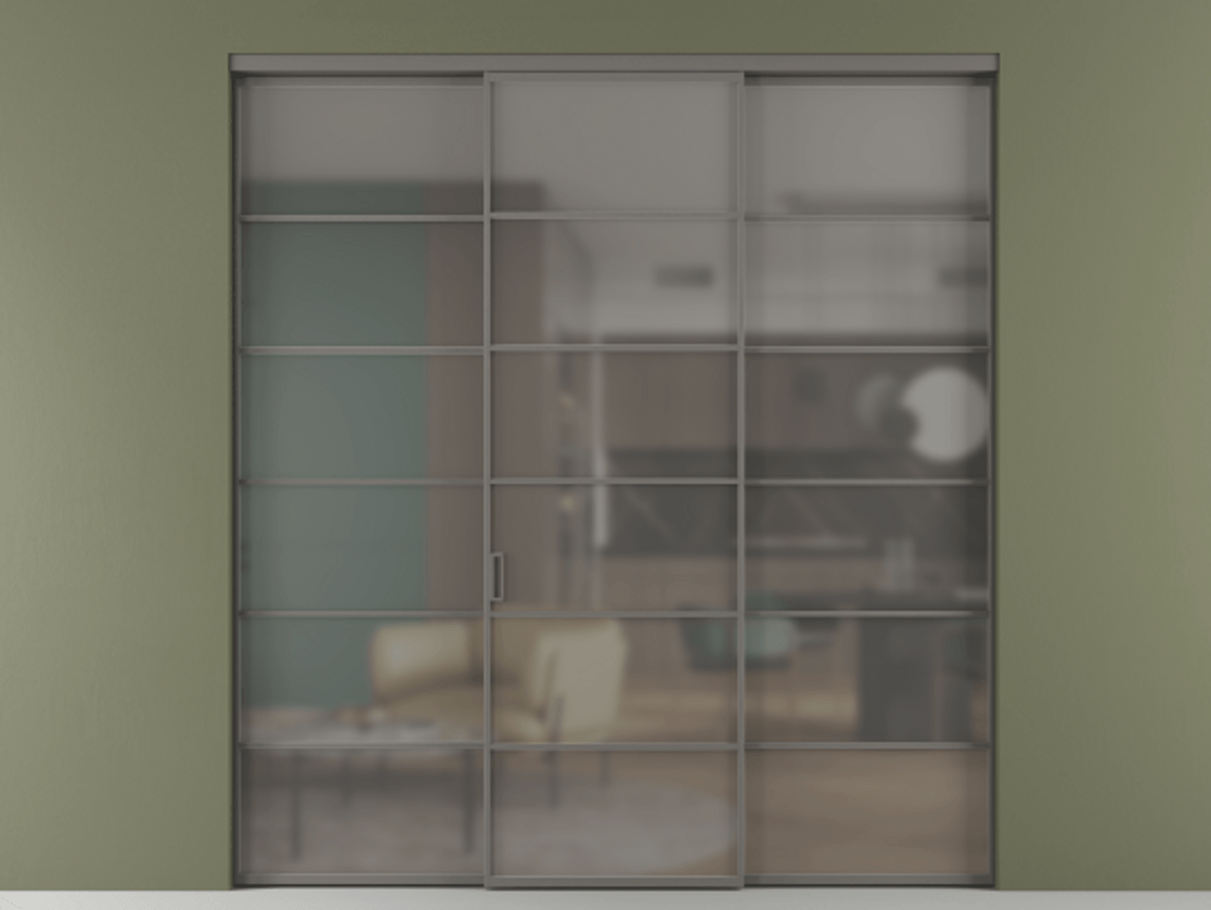 Перегородка Formato внутри проёма 3 створки АЛПР 040.04 Алюминий классический серый Сатинированное серое стекло, триплекс. Цена 254825 ₽ 1. Полотно 3 шт. (800/2100 мм)
2. Комплект установки раздвижной системы
3. Базовый комплект фурнитуры
4.Ручка RONDO. Фабрика дверей Волховец 8 (800) 551 43 19 Перегородка Formato внутри проёма 3 створки АЛПР 040.04 Алюминий классический серый Сатинированное серое стекло, триплекс Цена 254825 ₽ | Volhovec