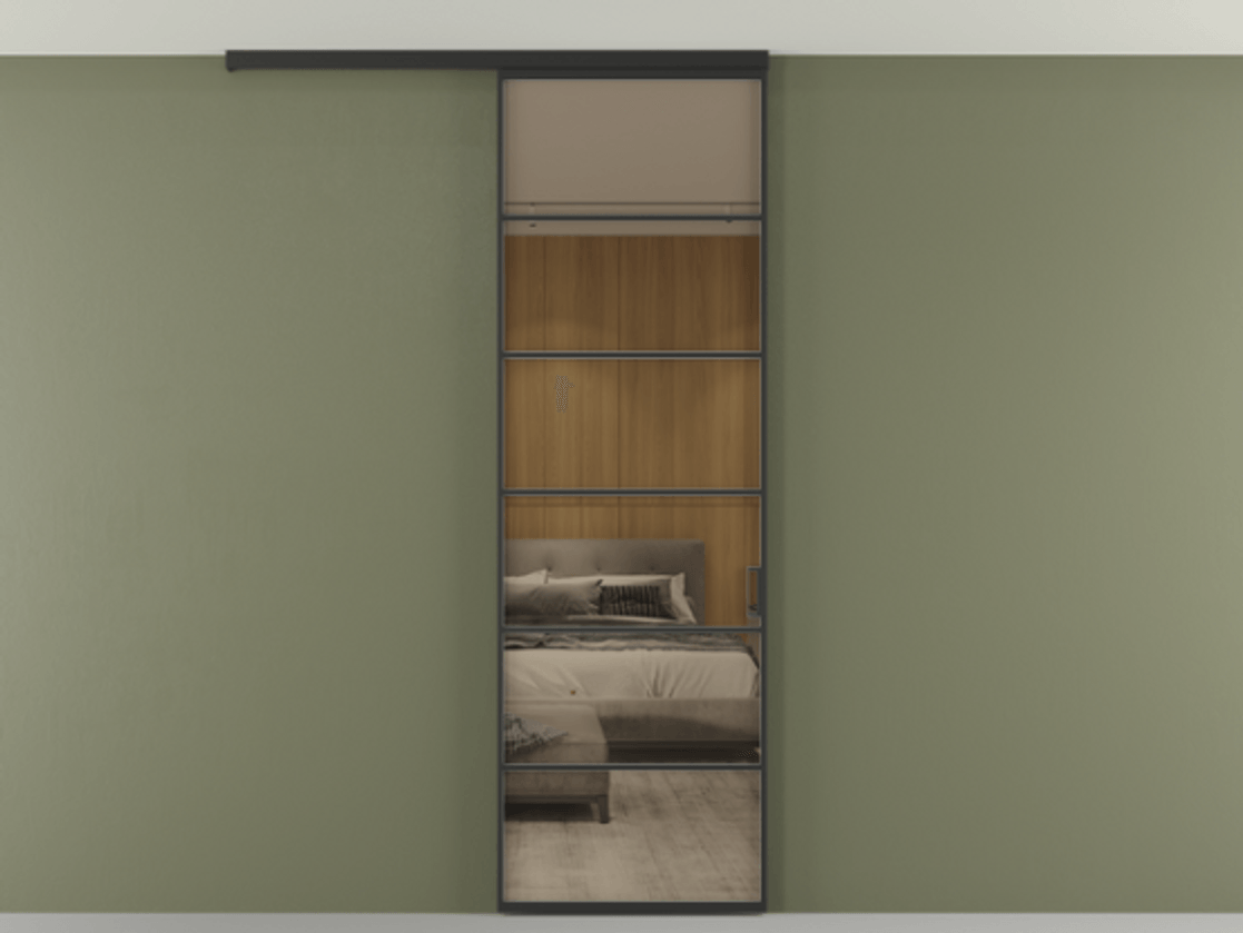 Перегородка Formato вдоль стены на потолок одностворчатая АЛПР 040.04 Алюминий Черный Рефлективное бронзовое стекло "Stopsol", калёное, 6 мм. Скрытый короб ЧЕР Цена 122040 ₽ 1. Полотно 2 шт.  (800/2100 мм)
2. Комплект установки раздвижной системы
3. Базовый комплект фурнитуры
4.Ручка RONDO
. Фабрика дверей Волховец 8 (800) 551 43 19  Перегородка Formato вдоль стены на потолок одностворчатая АЛПР 040.04 Алюминий Черный Рефлективное бронзовое стекло "Stopsol", калёное, 6 мм Цена 122040 ₽ | Volhovec