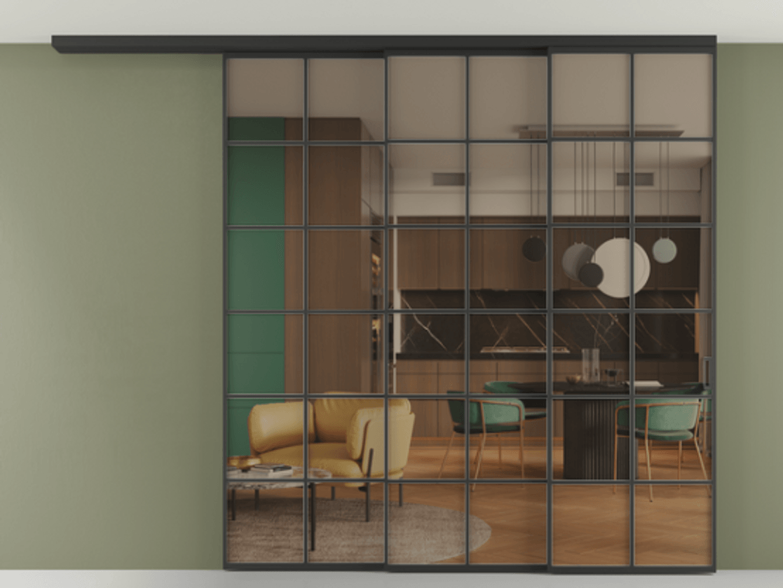 Перегородка Формато вдоль стены на потолок 3 створки с синхронным механизмом АЛПР 040.05 Алюминий Черный Прозрачное бронзовое стекло, триплекс. Скрытый короб ЧЕР Цена 383878 ₽ 1. Полотно 2 шт. (800/2100 мм)
2. Комплект установки раздвижной системы
3. Базовый комплект фурнитуры
4.Ручка Рондо. Фабрика дверей Волховец 8 (800) 551 43 19 Перегородка Формато вдоль стены на потолок 3 створки с синхронным механизмом АЛПР 040.05 Алюминий Черный Прозрачное бронзовое стекло, триплекс Цена 383878 ₽ | Volhovec