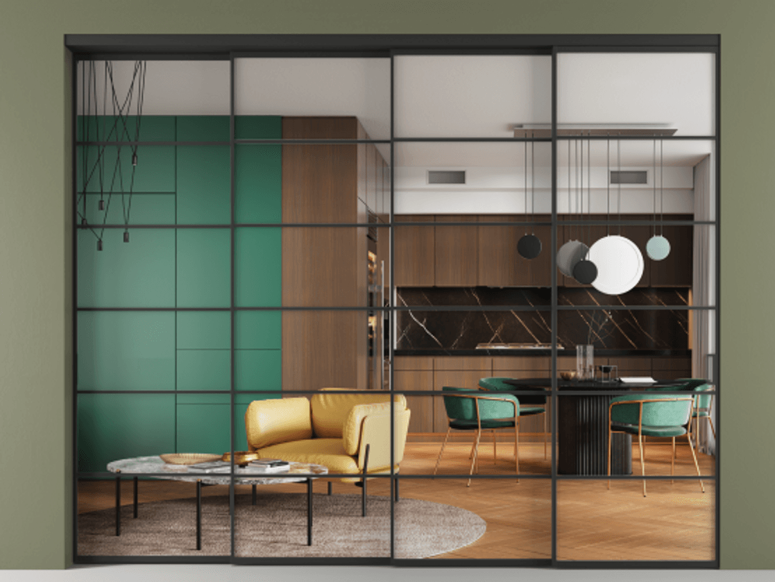 Перегородка Formato внутри проёма телескопик синхро 3 АЛПР 040.04 Алюминий Черный Прозрачное стекло "Crystal Vision", калёное, 6 мм. Скрытый короб ЧЕР Цена 530700 ₽ 1. Полотно 4 шт. (800/2100 мм)
2. Комплект установки раздвижной системы
3. Базовый комплект фурнитуры
4. Комплект фурнитуры телескопик синхро-3
5. Ручка RONDO
. Фабрика дверей Волховец 8 (800) 551 43 19 Перегородка Formato внутри проёма телескопик синхро 3 АЛПР 040.04 Алюминий Черный Прозрачное стекло "Crystal Vision", калёное, 6 мм Цена 530700 ₽ | Volhovec