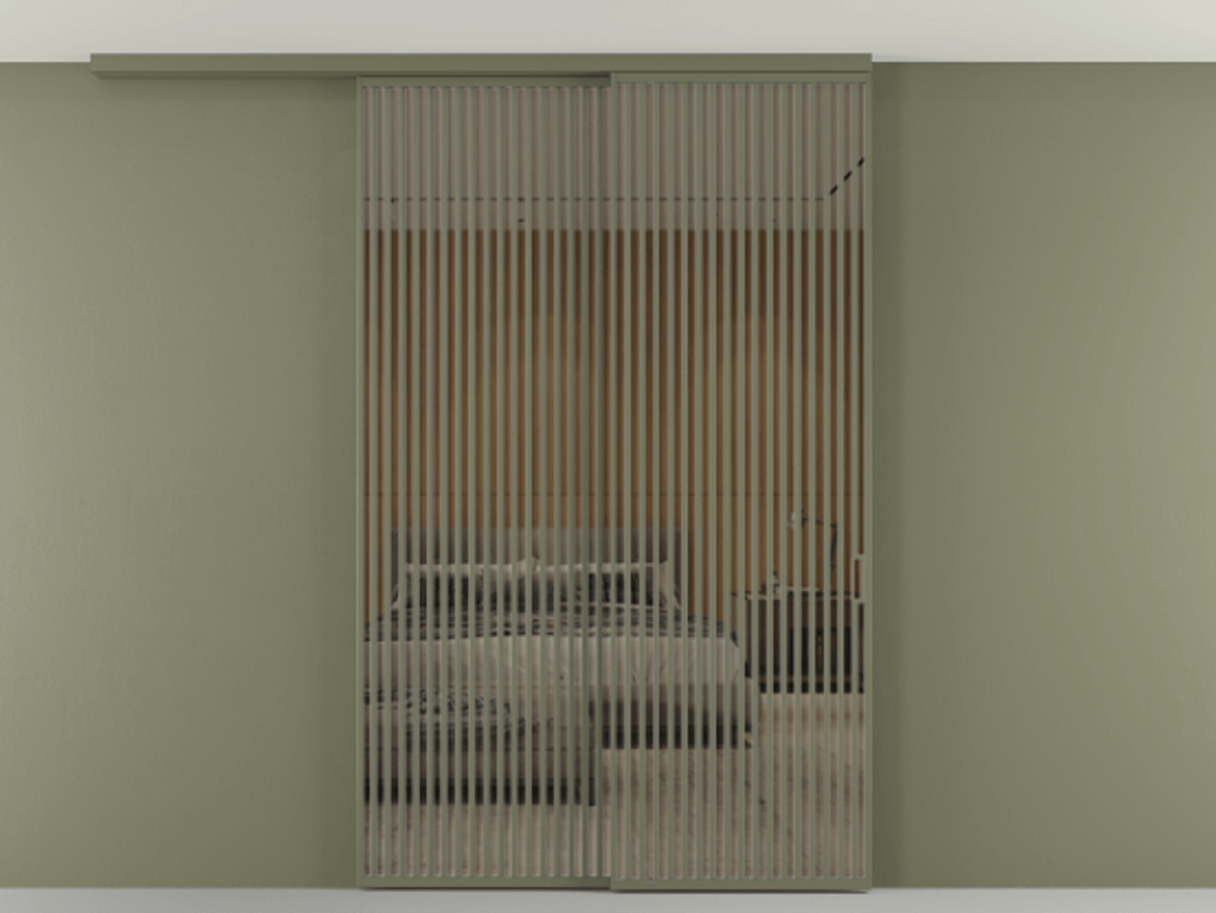 Перегородка Формато вдоль стены на потолок 2 створки с синхронным механизмом АЛПР 040.06 Алюминий оливковый тёмный Рефлективное бронзовое стекло "Стопсол", калёное. Цена 463256 ₽ 1. Полотно 2 шт. (800/2100 мм)
2. Комплект установки раздвижной системы
3. Базовый комплект фурнитуры
4.Ручка Рондо. Фабрика дверей Волховец 8 (800) 551 43 19 Перегородка Формато вдоль стены на потолок 2 створки с синхронным механизмом АЛПР 040.06 Алюминий оливковый тёмный Рефлективное бронзовое стекло "Стопсол", калёное Цена 463256 ₽ | Volhovec