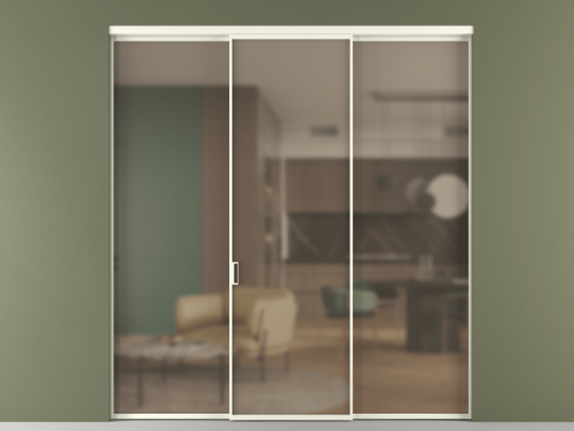 Перегородка Formato внутри проёма 3 створки АЛПР 040.01 Алюминий жемчужный Сатинированное бронзовое стекло, триплекс. Цена 225125 ₽ 1. Полотно 3 шт. (800/2100 мм)
2. Комплект установки раздвижной системы
3. Базовый комплект фурнитуры
4.Ручка RONDO. Фабрика дверей Волховец 8 (800) 551 43 19 Перегородка Formato внутри проёма 3 створки АЛПР 040.01 Алюминий жемчужный Сатинированное бронзовое стекло, триплекс Цена 225125 ₽ | Volhovec