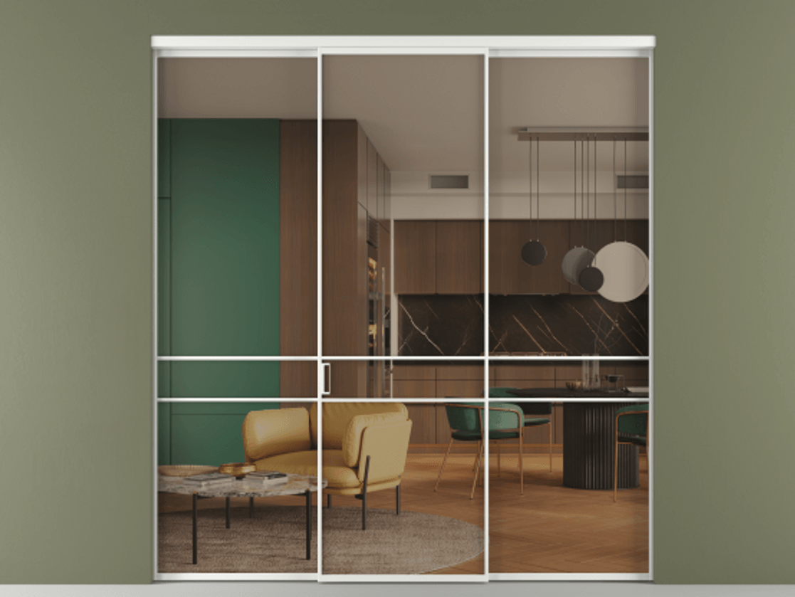 Перегородка Формато внутри проёма 3 створки АЛПР 040.02 Алюминий белоснежный Прозрачное бронзовое стекло, триплекс. Цена 345470 сом 1. Полотно 3 шт. (800/2100 мм)
2. Комплект установки раздвижной системы
3. Базовый комплект фурнитуры
4.Ручка Рондо. Фабрика дверей Волховец 8 (800) 551 43 19 Перегородка Формато внутри проёма 3 створки АЛПР 040.02 Алюминий белоснежный Прозрачное бронзовое стекло, триплекс Цена 345470 сом | Volhovec