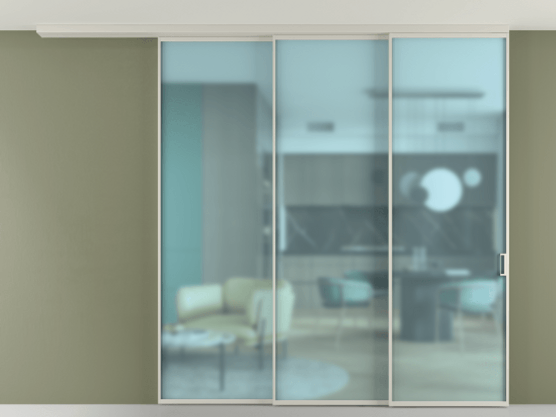 Перегородка Формато вдоль стены на потолок 3 створки с синхронным механизмом АЛПР 040.01 Алюминий тёплый серый Сатинированное голубое стекло, триплекс. Цена 370608 ₽ 1. Полотно 2 шт. (800/2100 мм)
2. Комплект установки раздвижной системы
3. Базовый комплект фурнитуры
4.Ручка Рондо. Фабрика дверей Волховец 8 (800) 551 43 19 Перегородка Формато вдоль стены на потолок 3 створки с синхронным механизмом АЛПР 040.01 Алюминий тёплый серый Сатинированное голубое стекло, триплекс Цена 370608 ₽ | Volhovec