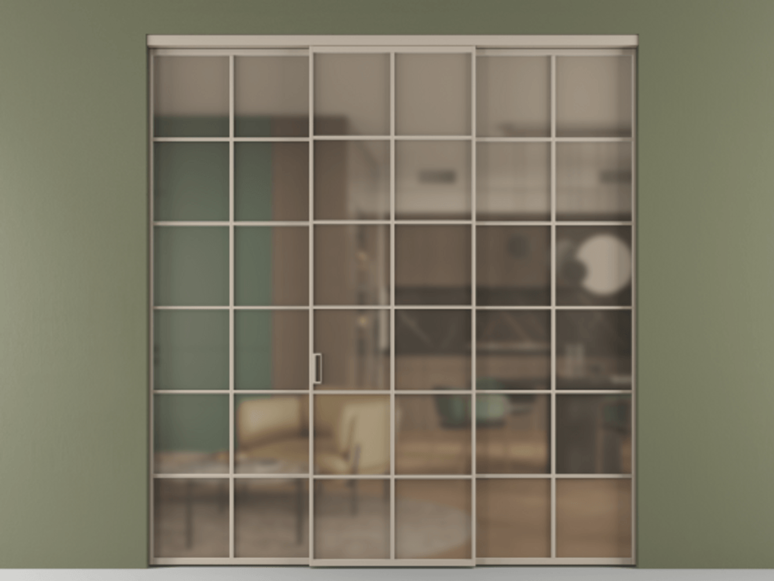 Перегородка Формато внутри проёма 3 створки АЛПР 040.05 Алюминий бисквитный Сатинированное бронзовое стекло, триплекс. Цена 254825 ₽ 1. Полотно 3 шт. (800/2100 мм)
2. Комплект установки раздвижной системы
3. Базовый комплект фурнитуры
4.Ручка Рондо. Фабрика дверей Волховец 8 (800) 551 43 19 Перегородка Формато внутри проёма 3 створки АЛПР 040.05 Алюминий бисквитный Сатинированное бронзовое стекло, триплекс Цена 254825 ₽ | Volhovec