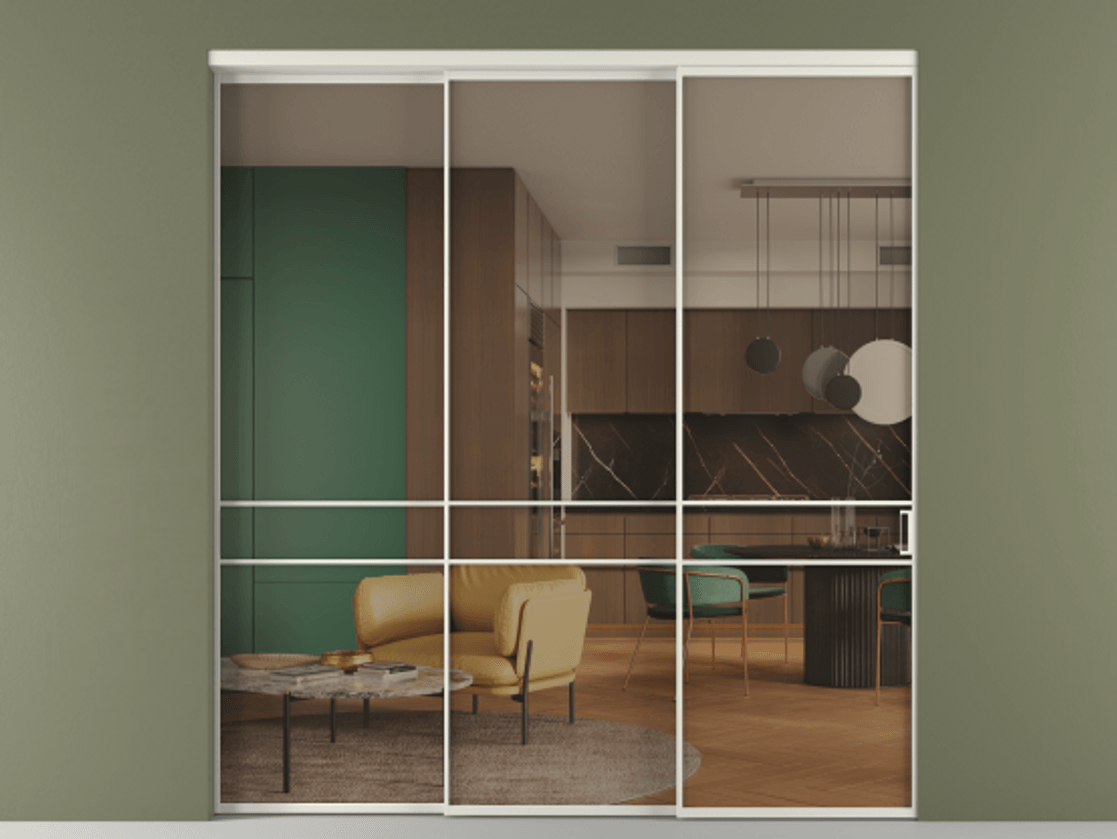 Перегородка Formato внутри проёма телескопик синхро 2 АЛПР 040.02 Алюминий Белый Прозрачное бронзовое стекло, триплекс. Скрытый короб БЕЛ Цена 328600 ₽ 1. Полотно 3 шт. (800/2100 мм)
2. Комплект установки раздвижной системы
3. Базовый комплект фурнитуры
4. Комплект фурнитуры телескопик синхро-2
5.Ручка RONDO
. Фабрика дверей Волховец 8 (800) 551 43 19 Перегородка Formato внутри проёма телескопик синхро 2 АЛПР 040.02 Алюминий Белый Прозрачное бронзовое стекло, триплекс Цена 328600 ₽ | Volhovec