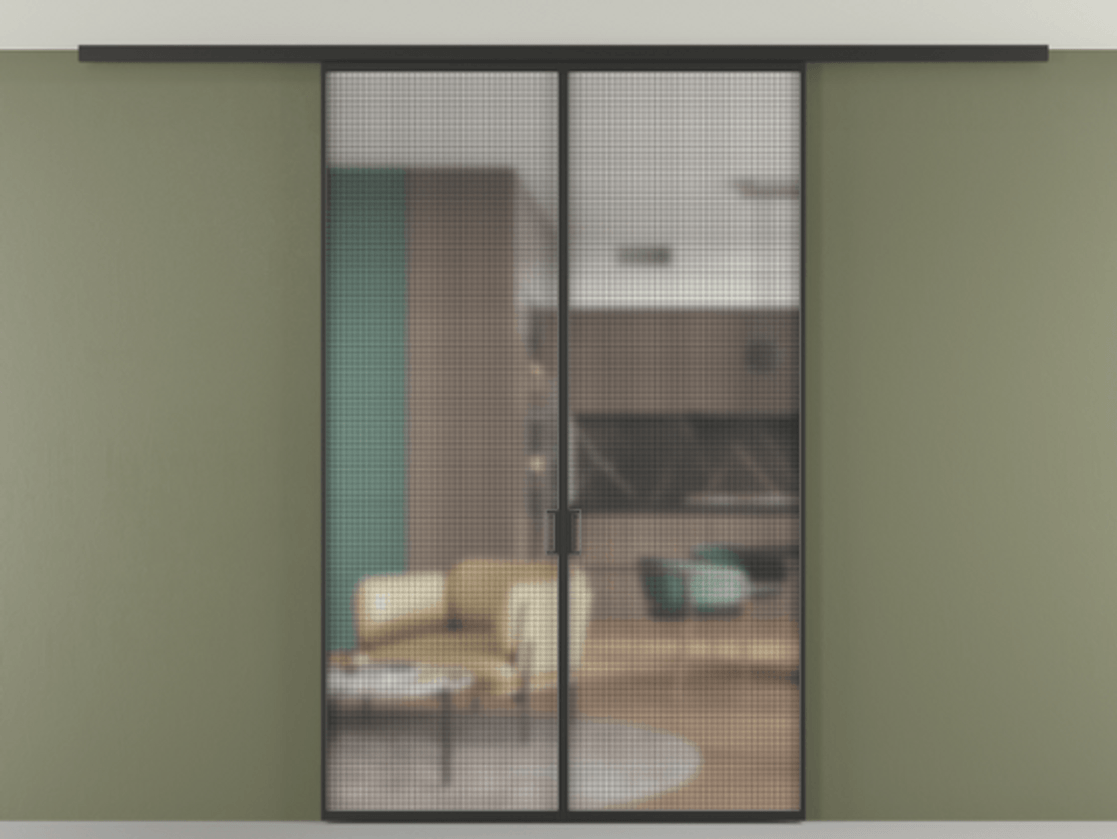 Перегородка Formato вдоль стены на потолок двустворчатая АЛПР 040.01 Алюминий Черный Декоративное стекло с сеткой "Mesh silver", триплекс, 6 мм. Скрытый короб ЧЕР Цена 211500 ₽ 1. Полотно 2 шт. (800/2100 мм)
2. Комплект установки раздвижной системы
3. Базовый комплект фурнитуры
4.Ручка RONDO
. Фабрика дверей Волховец 8 (800) 551 43 19 Перегородка Formato вдоль стены на потолок двустворчатая АЛПР 040.01 Алюминий Черный Декоративное стекло с сеткой "Mesh silver", триплекс, 6 мм Цена 211500 ₽ | Volhovec