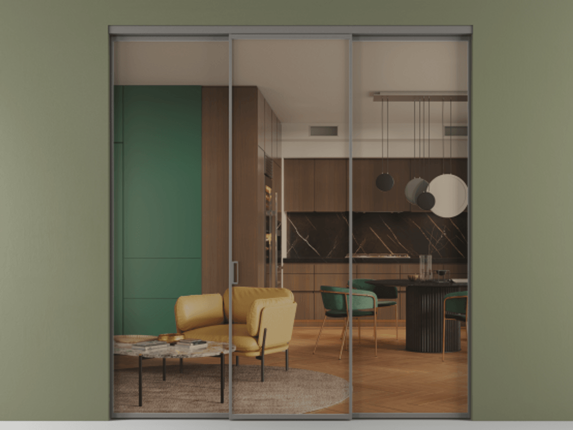 Перегородка Formato внутри проёма 3 створки АЛПР 040.01 Алюминий классический серый Прозрачное бронзовое стекло, триплекс. Цена 225125 ₽ 1. Полотно 3 шт. (800/2100 мм)
2. Комплект установки раздвижной системы
3. Базовый комплект фурнитуры
4.Ручка RONDO. Фабрика дверей Волховец 8 (800) 551 43 19 Перегородка Formato внутри проёма 3 створки АЛПР 040.01 Алюминий классический серый Прозрачное бронзовое стекло, триплекс Цена 225125 ₽ | Volhovec