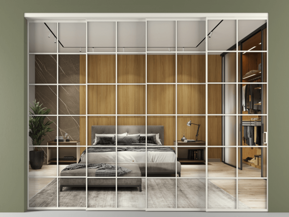 Перегородка Formato внутри проёма 4 створки с синхронным механизмом АЛПР 040.05 Алюминий Белый Двустороннее зеркало, триплекс , триплекс 6 мм. Скрытый короб БЕЛ Цена 465780 ₽ 1. Полотно 4 шт. (800/2100 мм)
2. Комплект установки раздвижной системы
3. Базовый комплект фурнитуры
4. Комплект фурнитуры телескопик синхро-3
5. Ручка RONDO
. Фабрика дверей Волховец 8 (800) 551 43 19 Перегородка Formato внутри проёма 4 створки с синхронным механизмом АЛПР 040.05 Алюминий Белый Двустороннее зеркало, триплекс , триплекс 6 мм Цена 465780 ₽ | Volhovec