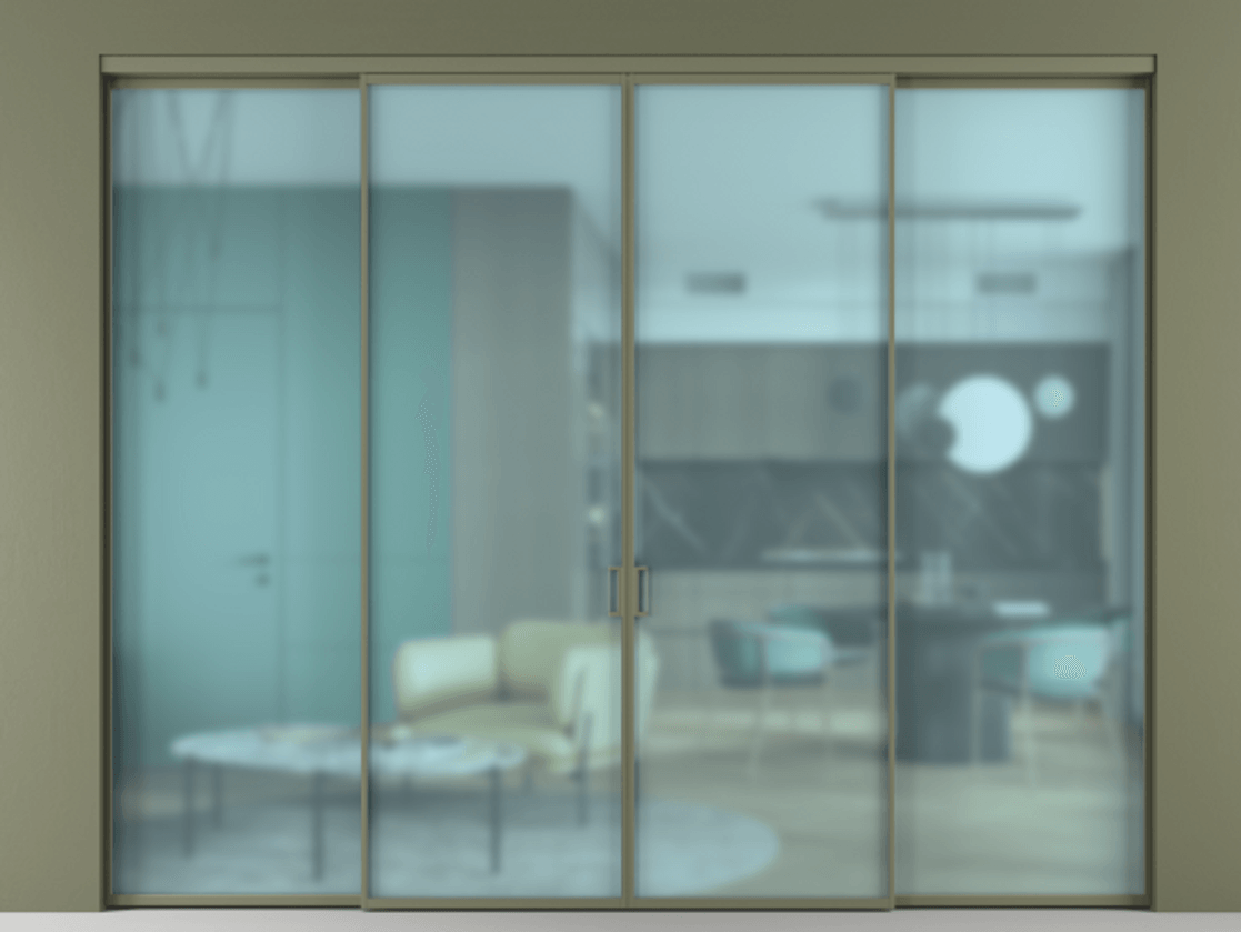 Перегородка Formato внутри проёма 4 створки АЛПР 040.01 Алюминий оливковый тёмный Сатинированное голубое стекло, триплекс. Цена 319840 ₽ 1. Полотно 4 шт. (800/2100 мм)
2. Комплект установки раздвижной системы
3. Базовый комплект фурнитуры
4.Ручка RONDO. Фабрика дверей Волховец 8 (800) 551 43 19 Перегородка Formato внутри проёма 4 створки АЛПР 040.01 Алюминий оливковый тёмный Сатинированное голубое стекло, триплекс Цена 319840 ₽ | Volhovec