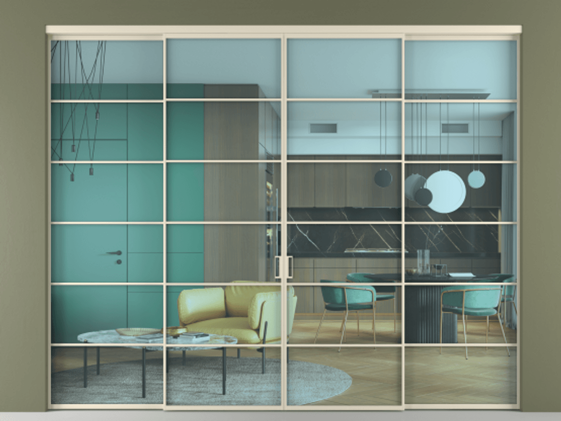 Дверь межкомнатная New Перегородка Formato внутри проёма четырёхстворчатая АЛПР 040.04 Алюминий бежево-серый Прозрачное голубое стекло, триплекс, 6мм Цена 418460 1. Полотно 4 шт. (800/2100 мм)
2. Комплект установки раздвижной системы
3. Базовый комплект фурнитуры
4.Ручка RONDO. Фабрика дверей Волховец 8 (800) 551 43 19 Межкомнатная дверь New Перегородка Formato внутри проёма четырёхстворчатая АЛПР 040.04 Алюминий бежево-серый Прозрачное голубое стекло, триплекс, 6мм Цена 418460 | Volhovec