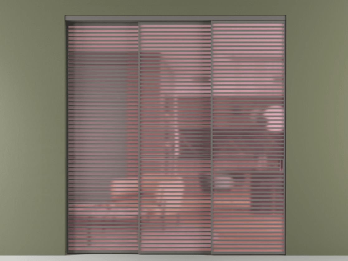 Перегородка Formato внутри проёма 3 створки с синхронным механизмом АЛПР 040.07 Алюминий классический серый Сатинированное розовое стекло, триплекс. Цена 117687220 so'm 1. Полотно 3 шт. (800/2100 мм)
2. Комплект установки раздвижной системы
3. Базовый комплект фурнитуры
4. Комплект фурнитуры телескопик синхро-2
5.Ручка RONDO
. Фабрика дверей Волховец 8 (800) 551 43 19 Перегородка Formato внутри проёма 3 створки с синхронным механизмом АЛПР 040.07 Алюминий классический серый Сатинированное розовое стекло, триплекс Цена 117687220 so'm | Volhovec