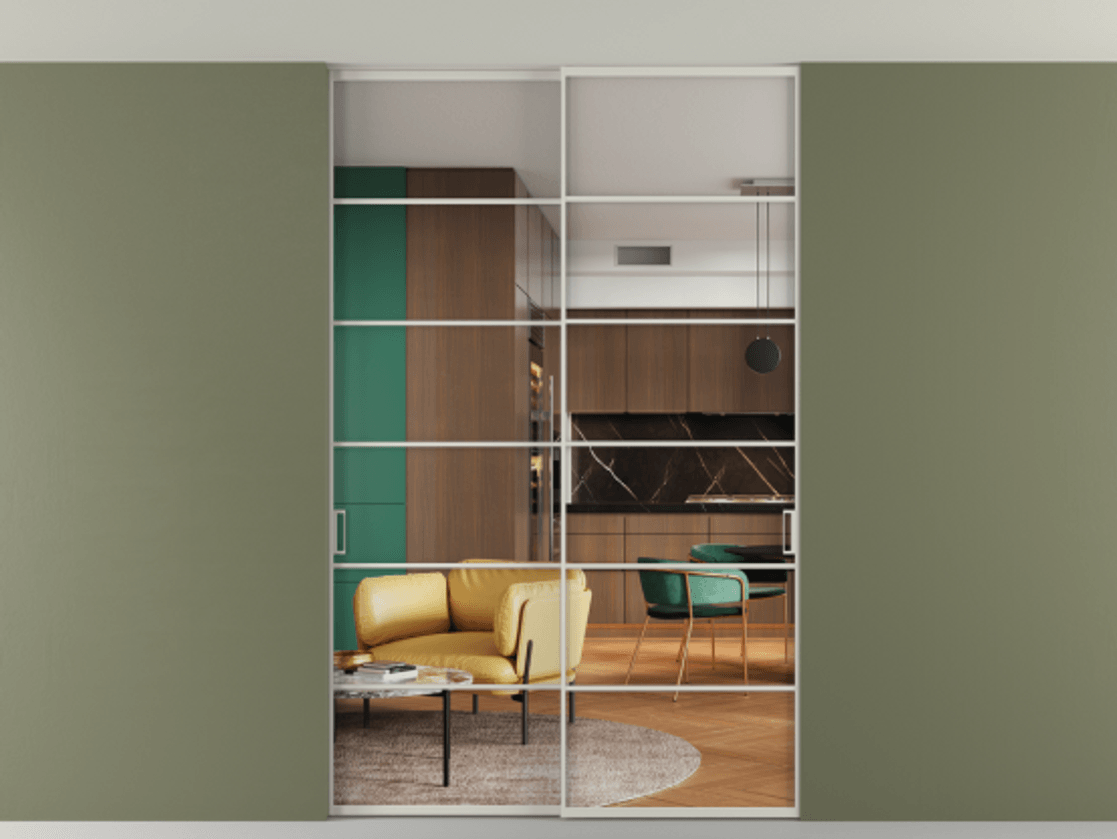 Перегородка Формато внутри проёма скрытое крепление в потолок 2 створки АЛПР 040.04 Алюминий тёплый серый Прозрачное стекло "Кристал Вижн", калёное. Цена 322680 ₽ 1. Полотно 2 шт. (800/2100 мм)
2. Комплект установки раздвижной системы
3. Базовый комплект фурнитуры
4. Ручка Рондо. Фабрика дверей Волховец 8 (800) 551 43 19 Перегородка Формато внутри проёма скрытое крепление в потолок 2 створки АЛПР 040.04 Алюминий тёплый серый Прозрачное стекло "Кристал Вижн", калёное Цена 322680 ₽ | Volhovec