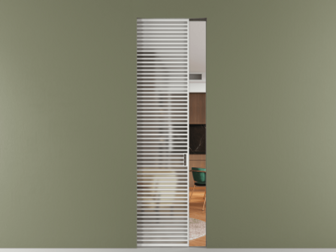 Перегородка Формато скрытый пенал 1 створка АЛПР 040.07 Алюминий белоснежный Сатинированное стекло "Мателюкс Кристал Вижн", калёное, матовое, каленое 6 мм. Цена 240180 ₽ . Фабрика дверей Волховец 8 (800) 551 43 19 Перегородка Формато скрытый пенал 1 створка АЛПР 040.07 Алюминий белоснежный Сатинированное стекло "Мателюкс Кристал Вижн", калёное, матовое, каленое 6 мм Цена 240180 ₽ | Volhovec