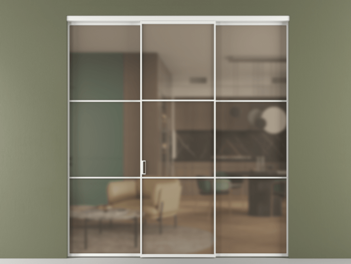 Перегородка Формато внутри проёма 3 створки АЛПР 040.03 Алюминий белоснежный Сатинированное бронзовое стекло, триплекс. Цена 237275 ₽ 1. Полотно 3 шт. (800/2100 мм)
2. Комплект установки раздвижной системы
3. Базовый комплект фурнитуры
4.Ручка Рондо. Фабрика дверей Волховец 8 (800) 551 43 19 Перегородка Формато внутри проёма 3 створки АЛПР 040.03 Алюминий белоснежный Сатинированное бронзовое стекло, триплекс Цена 237275 ₽ | Volhovec