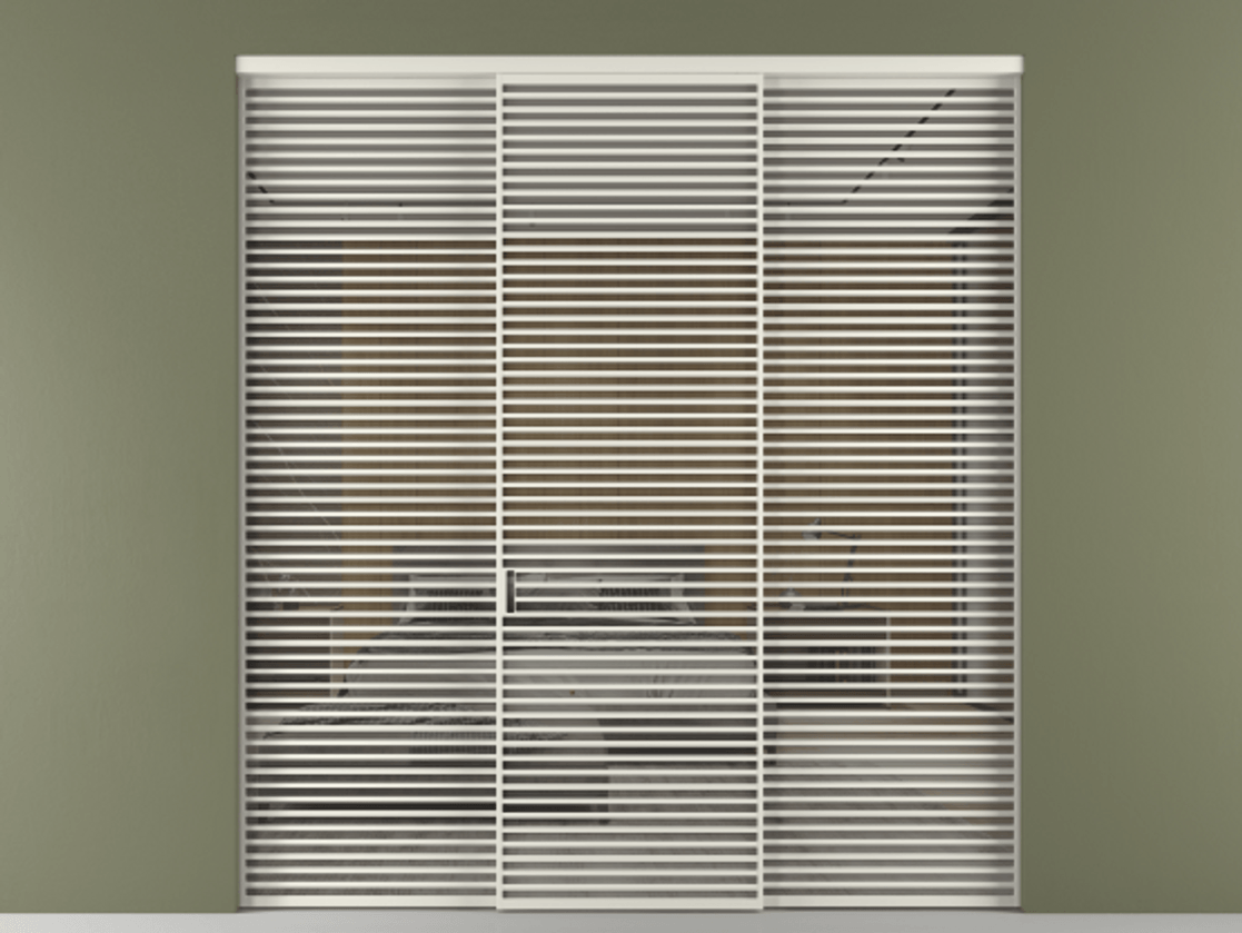 Перегородка Формато внутри проёма 3 створки АЛПР 040.07 Алюминий Белый Рефлективное серое стекло "Стопсол", калёное. Скрытый короб БЕЛ Цена 585500 ₽ 1. Полотно 3 шт. (800/2100 мм)
2. Комплект установки раздвижной системы
3. Базовый комплект фурнитуры
4.Ручка Рондо. Фабрика дверей Волховец 8 (800) 551 43 19 Перегородка Формато внутри проёма 3 створки АЛПР 040.07 Алюминий Белый Рефлективное серое стекло "Стопсол", калёное Цена 585500 ₽ | Volhovec