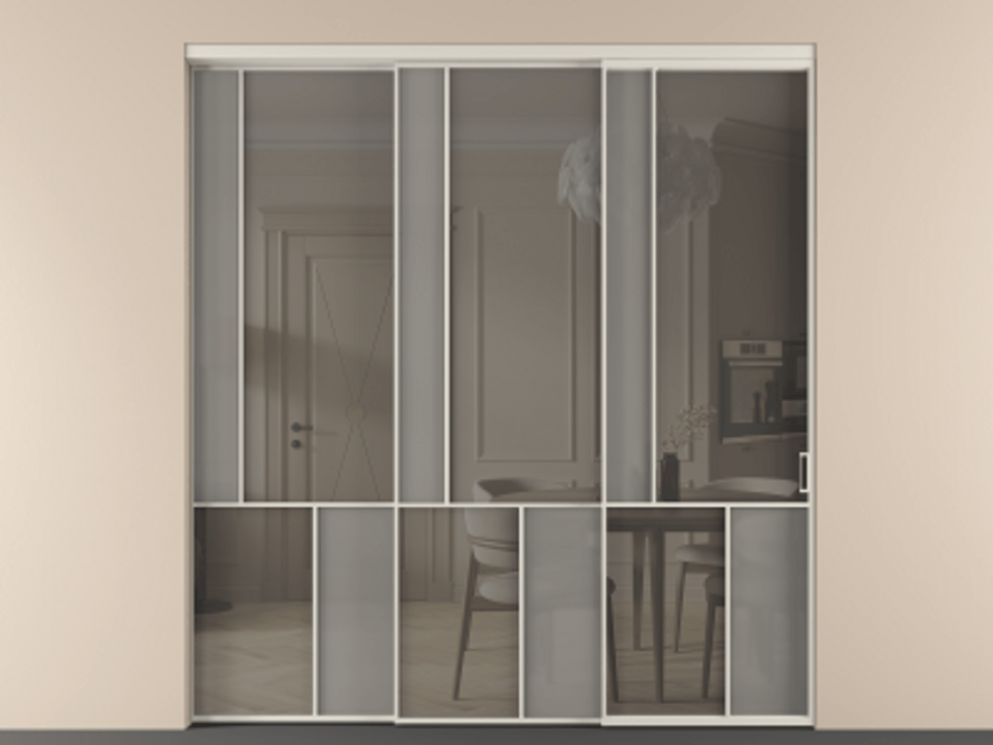 Перегородка Мозаик внутри проёма 3 створки с синхронным механизмом АЛПР 041.20 Алюминий облачно-серый Сатинированное серое стекло, триплекс, 6 мм + Прозрачное серое стекло, триплекс. Цена 437390 ₽ . Фабрика дверей Волховец 8 (800) 551 43 19 Перегородка Мозаик внутри проёма 3 створки с синхронным механизмом АЛПР 041.20 Алюминий облачно-серый Сатинированное серое стекло, триплекс, 6 мм + Прозрачное серое стекло, триплекс Цена 437390 ₽ | Volhovec