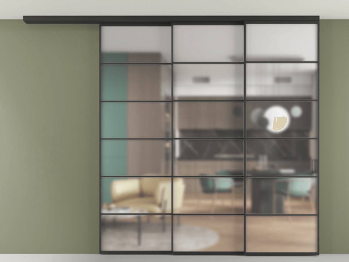 Перегородка Formato вдоль стены на потолок 3 створки с синхронным механизмом АЛПР 040.04 Алюминий Черный Сатинированное стекло "Matelux Crystal Vision", калёное, матовое, каленое 6 мм. Скрытый короб ЧЕР Цена 472970 ₽ 1. Полотно 2 шт. (800/2100 мм)
2. Комплект установки раздвижной системы
3. Базовый комплект фурнитуры
4.Ручка RONDO
. Фабрика дверей Волховец 8 (800) 551 43 19 Перегородка Formato вдоль стены на потолок 3 створки с синхронным механизмом АЛПР 040.04 Алюминий Черный Сатинированное стекло "Matelux Crystal Vision", калёное, матовое, каленое 6 мм Цена 472970 ₽ | Volhovec