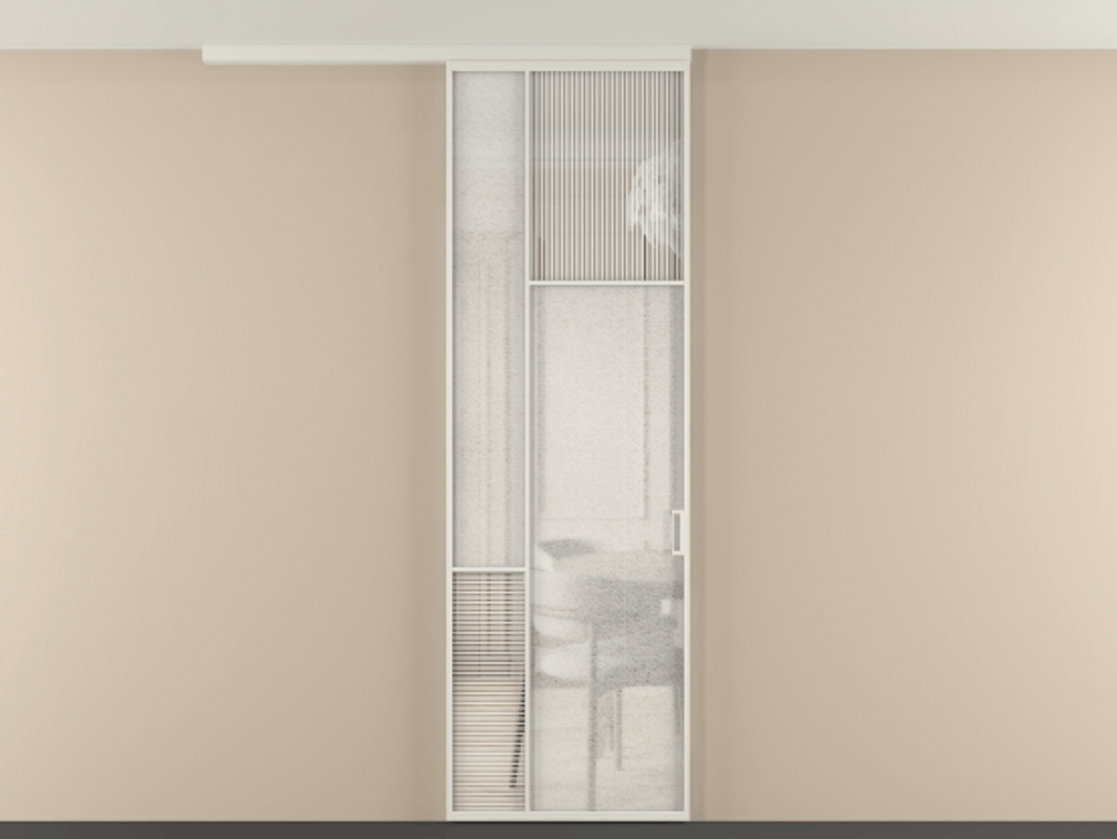 Перегородка Мозаик вдоль стены на потолок 1 створка АЛПР 041.11 Алюминий Белый Рифлёное стекло "Дюна", триплекс, 6 мм + Фактурное стекло "Лёд", триплекс. Скрытый короб БЕЛ Цена 137560 ₽ . Фабрика дверей Волховец 8 (800) 551 43 19 Перегородка Мозаик вдоль стены на потолок 1 створка АЛПР 041.11 Алюминий Белый Рифлёное стекло "Дюна", триплекс, 6 мм + Фактурное стекло "Лёд", триплекс Цена 137560 ₽ | Volhovec