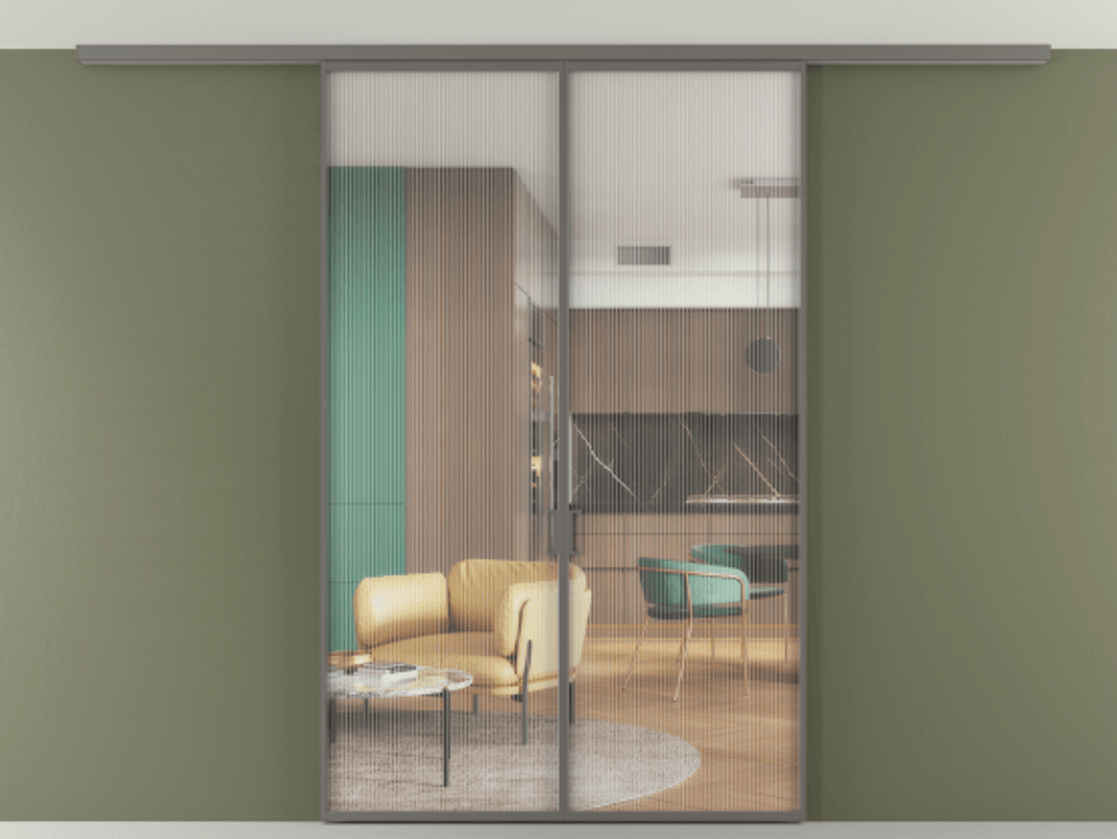 Перегородка Формато вдоль стены на потолок 2 створки АЛПР 040.01 Алюминий классический серый Рифлёное стекло "Мору", триплекс. Цена 198172 ₽ 1. Полотно 2 шт. (800/2100 мм)
2. Комплект установки раздвижной системы
3. Базовый комплект фурнитуры
4.Ручка Рондо. Фабрика дверей Волховец 8 (800) 551 43 19 Перегородка Формато вдоль стены на потолок 2 створки АЛПР 040.01 Алюминий классический серый Рифлёное стекло "Мору", триплекс Цена 198172 ₽ | Volhovec