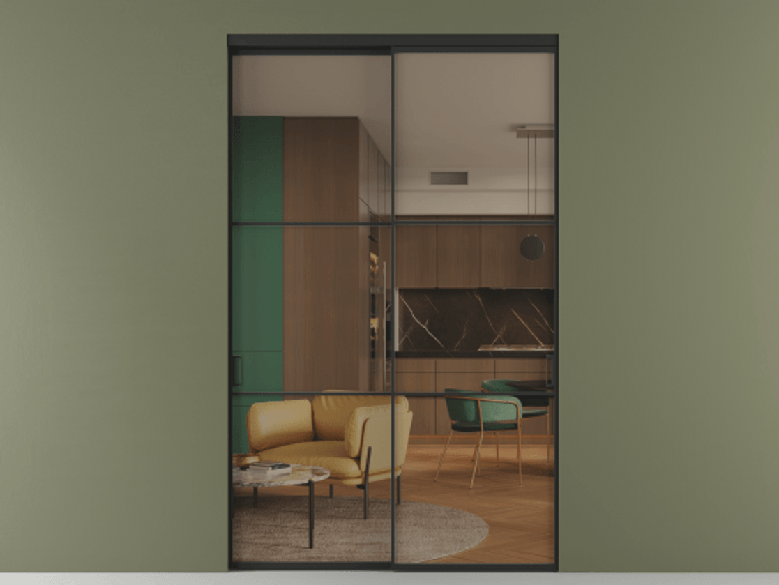 Перегородка Formato внутри проёма двустворчатая АЛПР 040.03 Алюминий Черный Прозрачное бронзовое стекло, триплекс, 6 мм. Скрытый короб ЧЕР Цена 189400 ₽ 1. Полотно 2 шт. (800/2100 мм)
2. Комплект установки раздвижной системы
3. Базовый комплект фурнитуры
4.Ручка RONDO. Фабрика дверей Волховец 8 (800) 551 43 19 Перегородка Formato внутри проёма двустворчатая АЛПР 040.03 Алюминий Черный Прозрачное бронзовое стекло, триплекс, 6 мм Цена 189400 ₽ | Volhovec