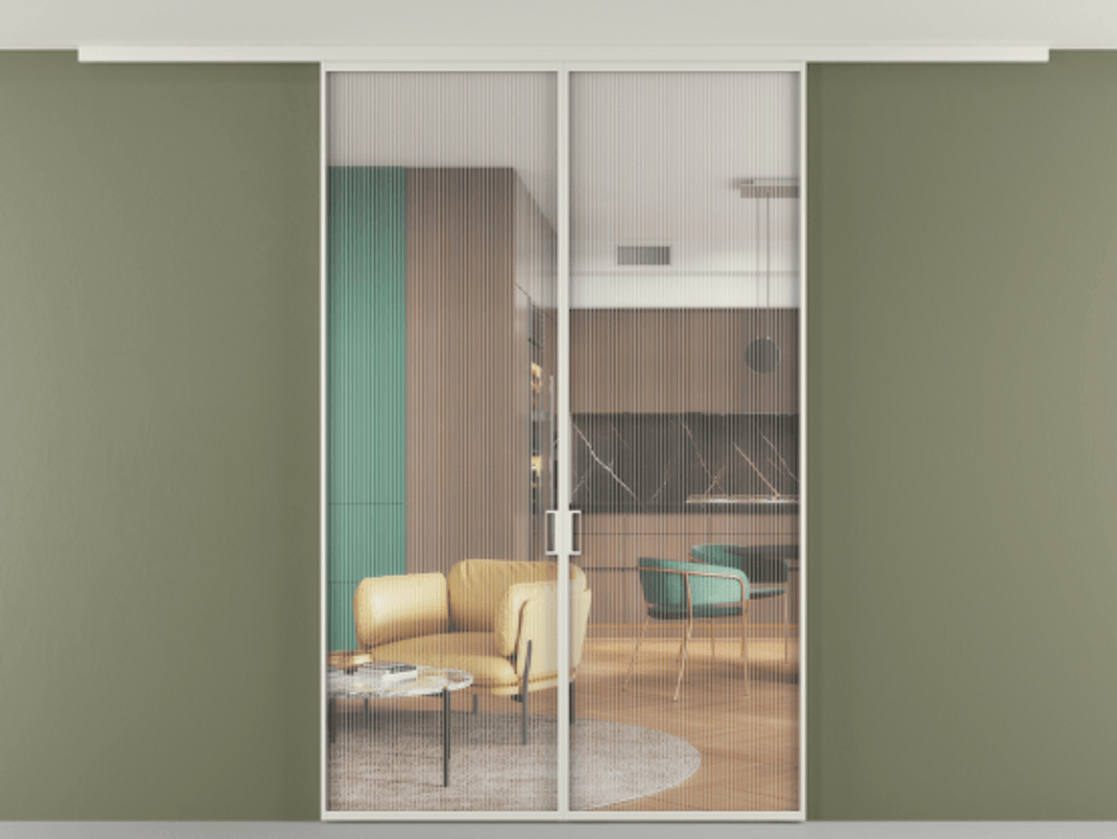 Перегородка Формато вдоль стены на потолок 2 створки АЛПР 040.01 Алюминий Белый Рифлёное стекло "Мору", триплекс. Скрытый короб БЕЛ Цена 182995 ₽ 1. Полотно 2 шт. (800/2100 мм)
2. Комплект установки раздвижной системы
3. Базовый комплект фурнитуры
4.Ручка Рондо. Фабрика дверей Волховец 8 (800) 551 43 19 Перегородка Формато вдоль стены на потолок 2 створки АЛПР 040.01 Алюминий Белый Рифлёное стекло "Мору", триплекс Цена 182995 ₽ | Volhovec