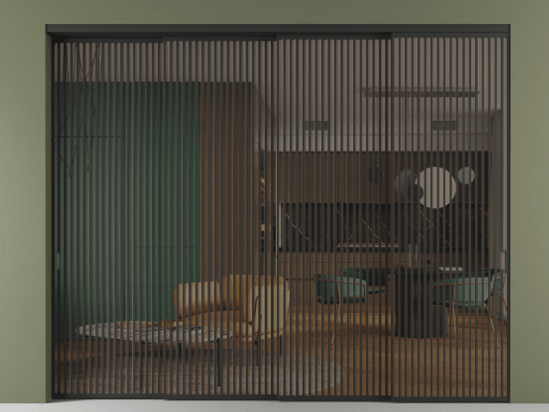 Перегородка Formato внутри проёма телескопик синхро 3 АЛПР 040.06 Алюминий Черный Прозрачное бронзовое стекло, триплекс, 6 мм. Скрытый короб ЧЕР Цена 822700 ₽ 1. Полотно 4 шт. (800/2100 мм)
2. Комплект установки раздвижной системы
3. Базовый комплект фурнитуры
4. Комплект фурнитуры телескопик синхро-3
5. Ручка RONDO
. Фабрика дверей Волховец 8 (800) 551 43 19 Перегородка Formato внутри проёма телескопик синхро 3 АЛПР 040.06 Алюминий Черный Прозрачное бронзовое стекло, триплекс, 6 мм Цена 822700 ₽ | Volhovec