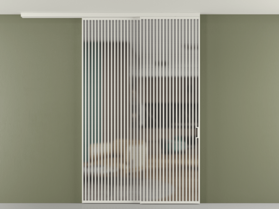 Перегородка Formato вдоль стены на потолок телескопик синхро 2 АЛПР 040.06 Алюминий Белый Декоративное стекло с сеткой "Mesh silver", триплекс, 6 мм. Скрытый короб БЕЛ Цена 488780 ₽ 1. Полотно 2 шт.  (800/2100 мм)
2. Комплект установки раздвижной системы
3. Базовый комплект фурнитуры
4.Ручка RONDO
. Фабрика дверей Волховец 8 (800) 551 43 19  Перегородка Formato вдоль стены на потолок телескопик синхро 2 АЛПР 040.06 Алюминий Белый Декоративное стекло с сеткой "Mesh silver", триплекс, 6 мм Цена 488780 ₽ | Volhovec