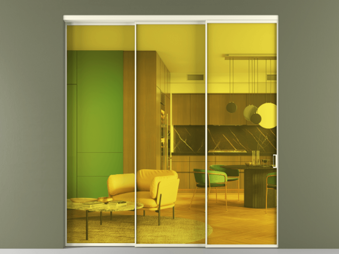 Перегородка Formato внутри проёма 3 створки с синхронным механизмом АЛПР 040.01 Алюминий молочно-белый Прозрачное жёлтое стекло, триплекс. Цена 331580 ₽ 1. Полотно 3 шт. (800/2100 мм)
2. Комплект установки раздвижной системы
3. Базовый комплект фурнитуры
4. Комплект фурнитуры телескопик синхро-2
5.Ручка RONDO
. Фабрика дверей Волховец 8 (800) 551 43 19 Перегородка Formato внутри проёма 3 створки с синхронным механизмом АЛПР 040.01 Алюминий молочно-белый Прозрачное жёлтое стекло, триплекс Цена 331580 ₽ | Volhovec