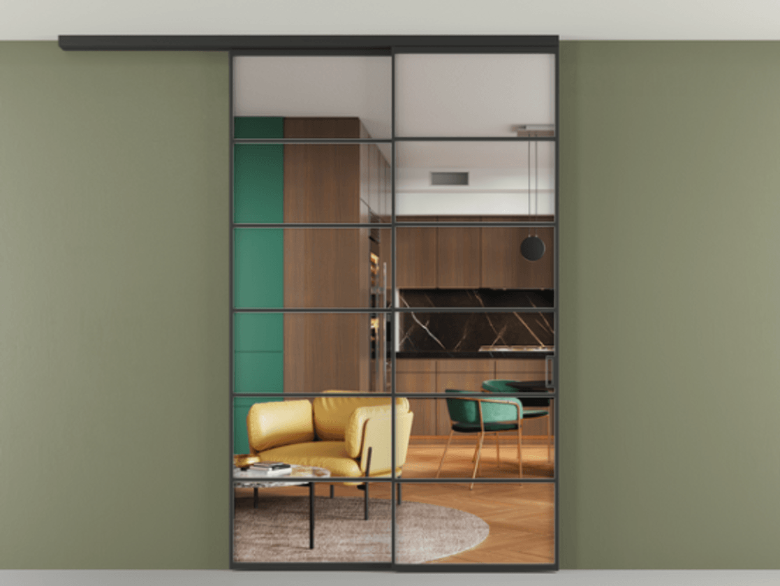 Перегородка Formato вдоль стены на потолок 2 створки с синхронным механизмом АЛПР 040.04 Алюминий Черный Прозрачное стекло "Crystal Vision", калёное. Скрытый короб ЧЕР Цена 328380 ₽ 1. Полотно 2 шт. (800/2100 мм)
2. Комплект установки раздвижной системы
3. Базовый комплект фурнитуры
4.Ручка RONDO
. Фабрика дверей Волховец 8 (800) 551 43 19 Перегородка Formato вдоль стены на потолок 2 створки с синхронным механизмом АЛПР 040.04 Алюминий Черный Прозрачное стекло "Crystal Vision", калёное Цена 328380 ₽ | Volhovec