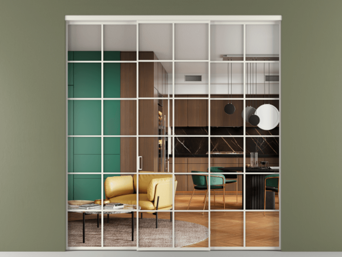 Перегородка Formato внутри проёма трёхстворчатая АЛПР 040.05 Алюминий Белый Прозрачное стекло "Crystal Vision", калёное, 6 мм. Скрытый короб БЕЛ Цена 341330 ₽ 1. Полотно 3 шт. (800/2100 мм)
2. Комплект установки раздвижной системы
3. Базовый комплект фурнитуры
4.Ручка RONDO. Фабрика дверей Волховец 8 (800) 551 43 19 Перегородка Formato внутри проёма трёхстворчатая АЛПР 040.05 Алюминий Белый Прозрачное стекло "Crystal Vision", калёное, 6 мм Цена 341330 ₽ | Volhovec