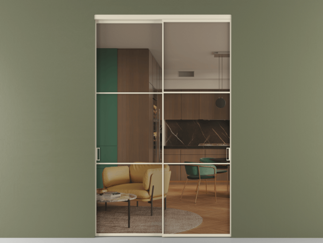 Перегородка Формато внутри проёма 2 створки АЛПР 040.03 Алюминий бежево-серый Прозрачное бронзовое стекло, триплекс. Цена 424750 ₽ 1. Полотно 2 шт. (800/2100 мм)
2. Комплект установки раздвижной системы
3. Базовый комплект фурнитуры
4.Ручка Рондо. Фабрика дверей Волховец 8 (800) 551 43 19 Перегородка Формато внутри проёма 2 створки АЛПР 040.03 Алюминий бежево-серый Прозрачное бронзовое стекло, триплекс Цена 424750 ₽ | Volhovec