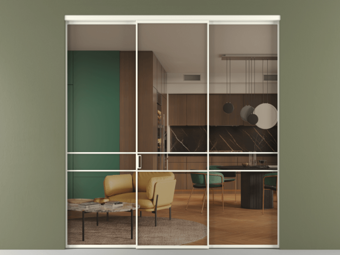 Перегородка Formato внутри проёма 3 створки АЛПР 040.02 Алюминий жемчужный Прозрачное бронзовое стекло, триплекс. Цена 237275 ₽ 1. Полотно 3 шт. (800/2100 мм)
2. Комплект установки раздвижной системы
3. Базовый комплект фурнитуры
4.Ручка RONDO. Фабрика дверей Волховец 8 (800) 551 43 19 Перегородка Formato внутри проёма 3 створки АЛПР 040.02 Алюминий жемчужный Прозрачное бронзовое стекло, триплекс Цена 237275 ₽ | Volhovec