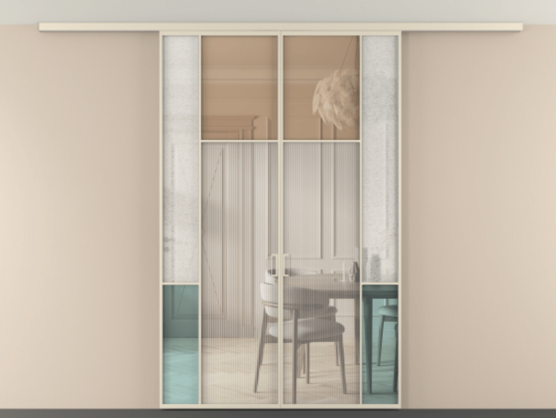 Перегородка Mosaic вдоль стены на потолок двустворчатая АЛПР 041.10 Алюминий бежево-серый Комбинация стекол Группы 1 и Группы 3. Цена 247920 ₽ . Фабрика дверей Волховец 8 (800) 551 43 19 Перегородка Mosaic вдоль стены на потолок двустворчатая АЛПР 041.10 Алюминий бежево-серый Комбинация стекол Группы 1 и Группы 3 Цена 247920 ₽ | Volhovec