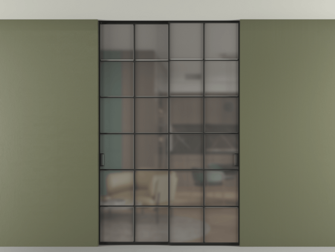 Перегородка Formato внутри проёма скрытое крепление в потолок 2 створки АЛПР 040.05 Алюминий Черный Сатинированное серое стекло, триплекс. Скрытый короб ЧЕР Цена 254485 ₽ 1. Полотно 2 шт. (800/2100 мм)
2. Комплект установки раздвижной системы
3. Базовый комплект фурнитуры
4. Ручка RONDO. Фабрика дверей Волховец 8 (800) 551 43 19 Перегородка Formato внутри проёма скрытое крепление в потолок 2 створки АЛПР 040.05 Алюминий Черный Сатинированное серое стекло, триплекс Цена 254485 ₽ | Volhovec