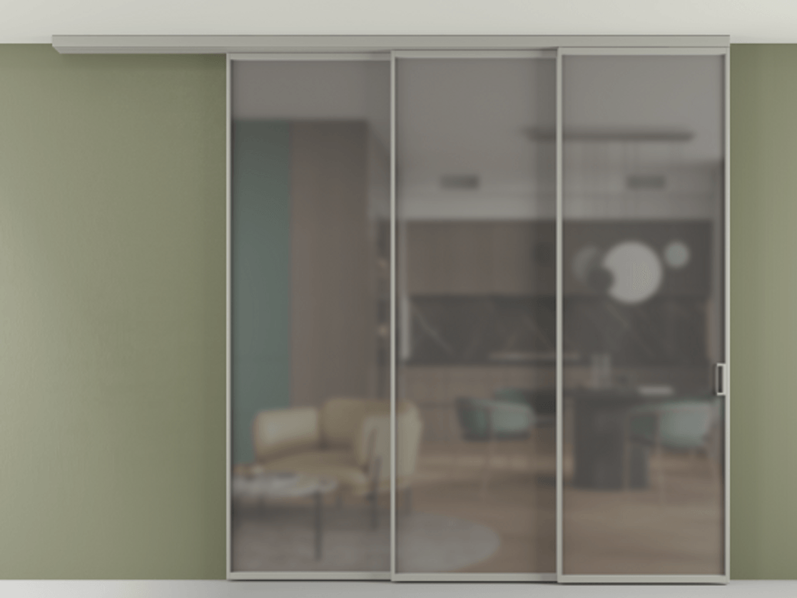 Перегородка Формато вдоль стены на потолок 3 створки с синхронным механизмом АЛПР 040.01 Алюминий нейтральный серый Сатинированное серое стекло, триплекс. Цена 19920 AZE 1. Полотно 2 шт. (800/2100 мм)
2. Комплект установки раздвижной системы
3. Базовый комплект фурнитуры
4.Ручка Рондо. Фабрика дверей Волховец 8 (800) 551 43 19 Перегородка Формато вдоль стены на потолок 3 створки с синхронным механизмом АЛПР 040.01 Алюминий нейтральный серый Сатинированное серое стекло, триплекс Цена 19920 AZE | Volhovec