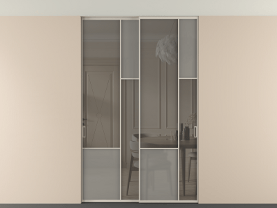 Перегородка Мозаик внутри проёма скрытое крепление в потолок 2 створки АЛПР 041.12 Алюминий светло-бежевый Сатинированное серое стекло, триплекс, 6 мм + Прозрачное серое стекло, триплекс. Цена 16920 AZE . Фабрика дверей Волховец 8 (800) 551 43 19 Перегородка Мозаик внутри проёма скрытое крепление в потолок 2 створки АЛПР 041.12 Алюминий светло-бежевый Сатинированное серое стекло, триплекс, 6 мм + Прозрачное серое стекло, триплекс Цена 16920 AZE | Volhovec