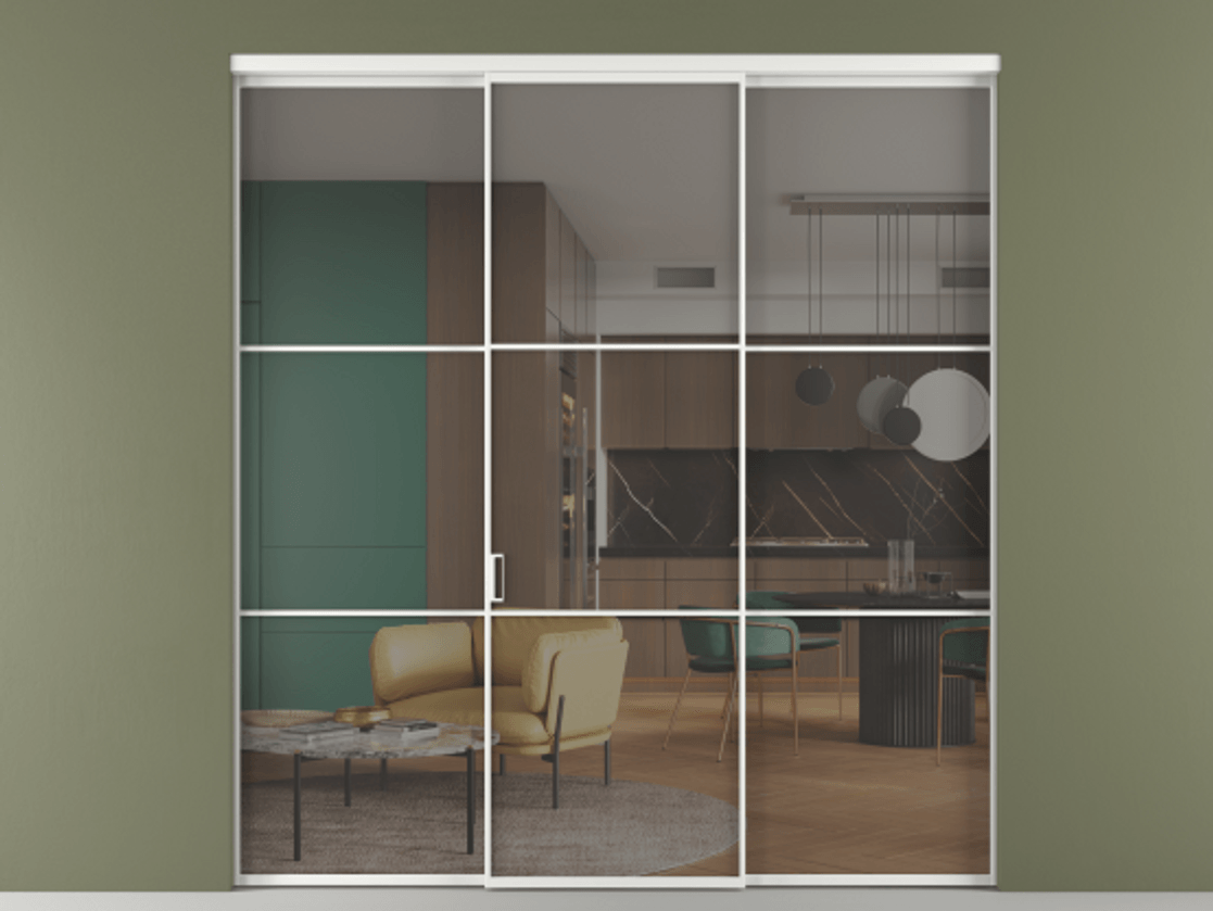 Перегородка Formato внутри проёма 3 створки АЛПР 040.03 Алюминий белоснежный Прозрачное серое стекло, триплекс. Цена 237275 ₽ 1. Полотно 3 шт. (800/2100 мм)
2. Комплект установки раздвижной системы
3. Базовый комплект фурнитуры
4.Ручка RONDO. Фабрика дверей Волховец 8 (800) 551 43 19 Перегородка Formato внутри проёма 3 створки АЛПР 040.03 Алюминий белоснежный Прозрачное серое стекло, триплекс Цена 237275 ₽ | Volhovec