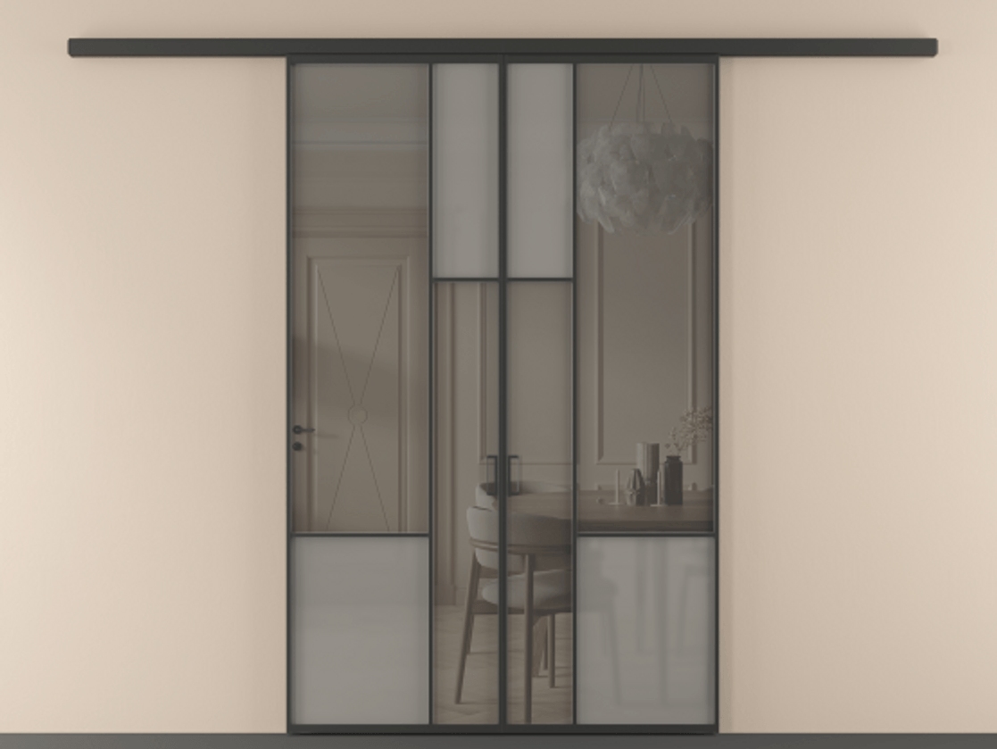 Перегородка Mosaic вдоль стены двустворчатая АЛПР 041.13 Алюминий Черный Сатинированное серое стекло, триплекс, 6 мм + Прозрачное серое стекло, триплекс, 6 мм. Скрытый короб ЧЕР Цена 239560 ₽ . Фабрика дверей Волховец 8 (800) 551 43 19 Перегородка Mosaic вдоль стены двустворчатая АЛПР 041.13 Алюминий Черный Сатинированное серое стекло, триплекс, 6 мм + Прозрачное серое стекло, триплекс, 6 мм Цена 239560 ₽ | Volhovec