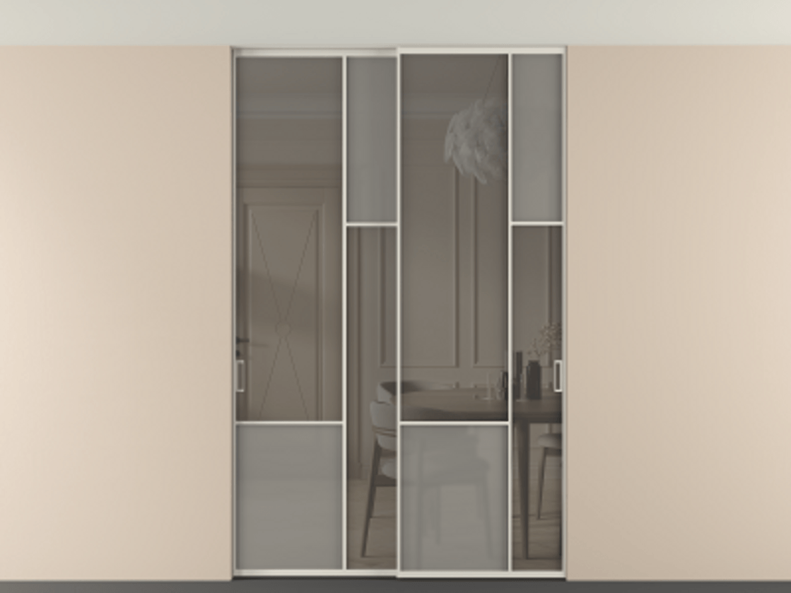 Перегородка Мозаик внутри проёма скрытое крепление в потолок 2 створки АЛПР 041.12 Алюминий облачно-серый Сатинированное серое стекло, триплекс, 6 мм + Прозрачное серое стекло, триплекс. Цена 324580 ₽ . Фабрика дверей Волховец 8 (800) 551 43 19 Перегородка Мозаик внутри проёма скрытое крепление в потолок 2 створки АЛПР 041.12 Алюминий облачно-серый Сатинированное серое стекло, триплекс, 6 мм + Прозрачное серое стекло, триплекс Цена 324580 ₽ | Volhovec