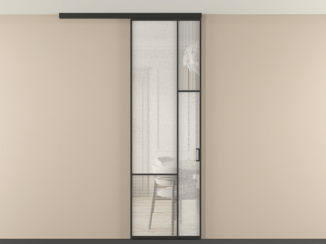 Перегородка Мозаик вдоль стены на потолок 1 створка АЛПР 041.12 Алюминий Черный Рифлёное стекло "Дюна", триплекс, 6 мм + Фактурное стекло "Лёд", триплекс. Скрытый короб ЧЕР Цена 137560 ₽ . Фабрика дверей Волховец 8 (800) 551 43 19 Перегородка Мозаик вдоль стены на потолок 1 створка АЛПР 041.12 Алюминий Черный Рифлёное стекло "Дюна", триплекс, 6 мм + Фактурное стекло "Лёд", триплекс Цена 137560 ₽ | Volhovec