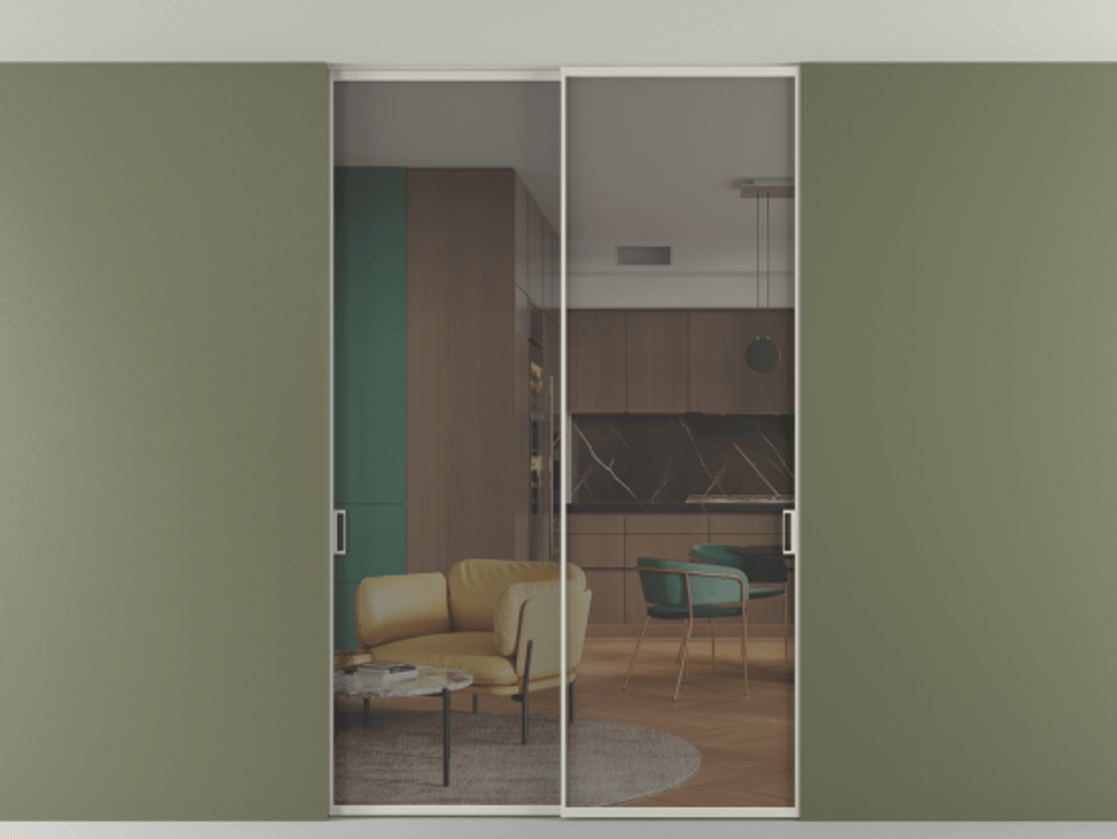 Перегородка Formato внутри проёма скрытое крепление в потолок 2 створки АЛПР 040.01 Алюминий тёплый серый Прозрачное серое стекло, триплекс. Цена 239305 ₽ 1. Полотно 2 шт. (800/2100 мм)
2. Комплект установки раздвижной системы
3. Базовый комплект фурнитуры
4. Ручка RONDO. Фабрика дверей Волховец 8 (800) 551 43 19 Перегородка Formato внутри проёма скрытое крепление в потолок 2 створки АЛПР 040.01 Алюминий тёплый серый Прозрачное серое стекло, триплекс Цена 239305 ₽ | Volhovec