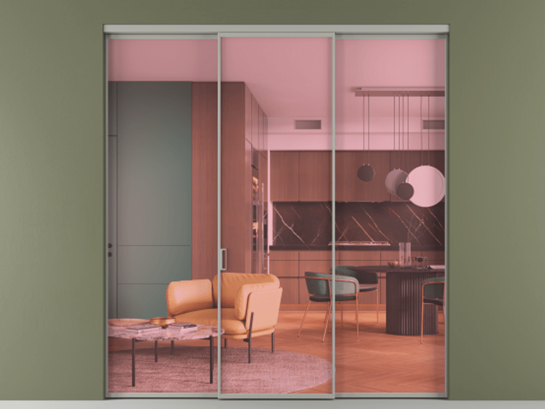 Перегородка Formato внутри проёма 3 створки АЛПР 040.01 Алюминий нейтральный серый Прозрачное розовое стекло, триплекс. Цена 1518200 AMD 1. Полотно 3 шт. (800/2100 мм)
2. Комплект установки раздвижной системы
3. Базовый комплект фурнитуры
4.Ручка RONDO. Фабрика дверей Волховец 8 (800) 551 43 19 Перегородка Formato внутри проёма 3 створки АЛПР 040.01 Алюминий нейтральный серый Прозрачное розовое стекло, триплекс Цена 1518200 AMD | Volhovec