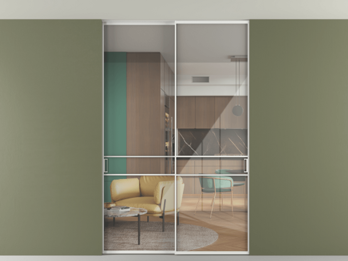 Перегородка Формато внутри проёма скрытое крепление в потолок 2 створки АЛПР 040.02 Алюминий белоснежный Рефлективное прозрачное стекло "Стопсол", калёное. Цена 305520 ₽ 1. Полотно 2 шт. (800/2100 мм)
2. Комплект установки раздвижной системы
3. Базовый комплект фурнитуры
4. Ручка Рондо. Фабрика дверей Волховец 8 (800) 551 43 19 Перегородка Формато внутри проёма скрытое крепление в потолок 2 створки АЛПР 040.02 Алюминий белоснежный Рефлективное прозрачное стекло "Стопсол", калёное Цена 305520 ₽ | Volhovec