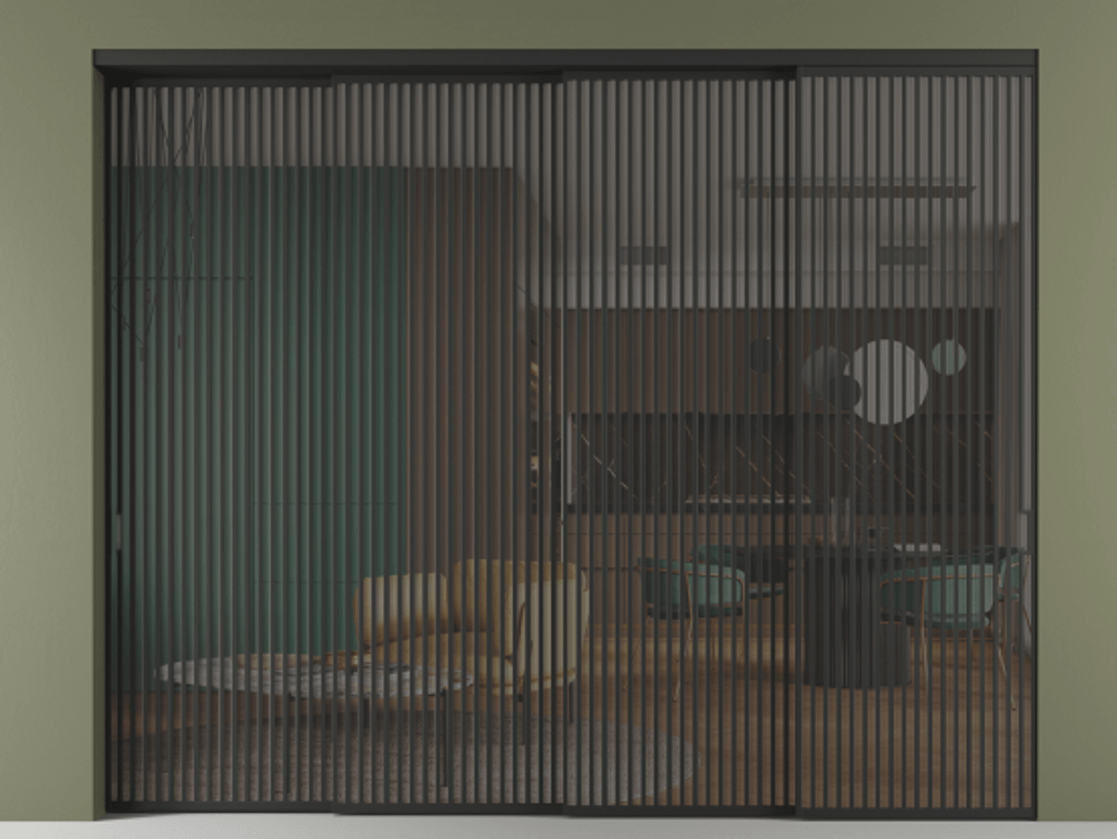 Перегородка Formato внутри проёма телескопик синхро 3 АЛПР 040.06 Алюминий Черный Прозрачное серое стекло, триплекс, 6 мм. Скрытый короб ЧЕР Цена 822700 ₽ 1. Полотно 4 шт. (800/2100 мм)
2. Комплект установки раздвижной системы
3. Базовый комплект фурнитуры
4. Комплект фурнитуры телескопик синхро-3
5. Ручка RONDO
. Фабрика дверей Волховец 8 (800) 551 43 19 Перегородка Formato внутри проёма телескопик синхро 3 АЛПР 040.06 Алюминий Черный Прозрачное серое стекло, триплекс, 6 мм Цена 822700 ₽ | Volhovec