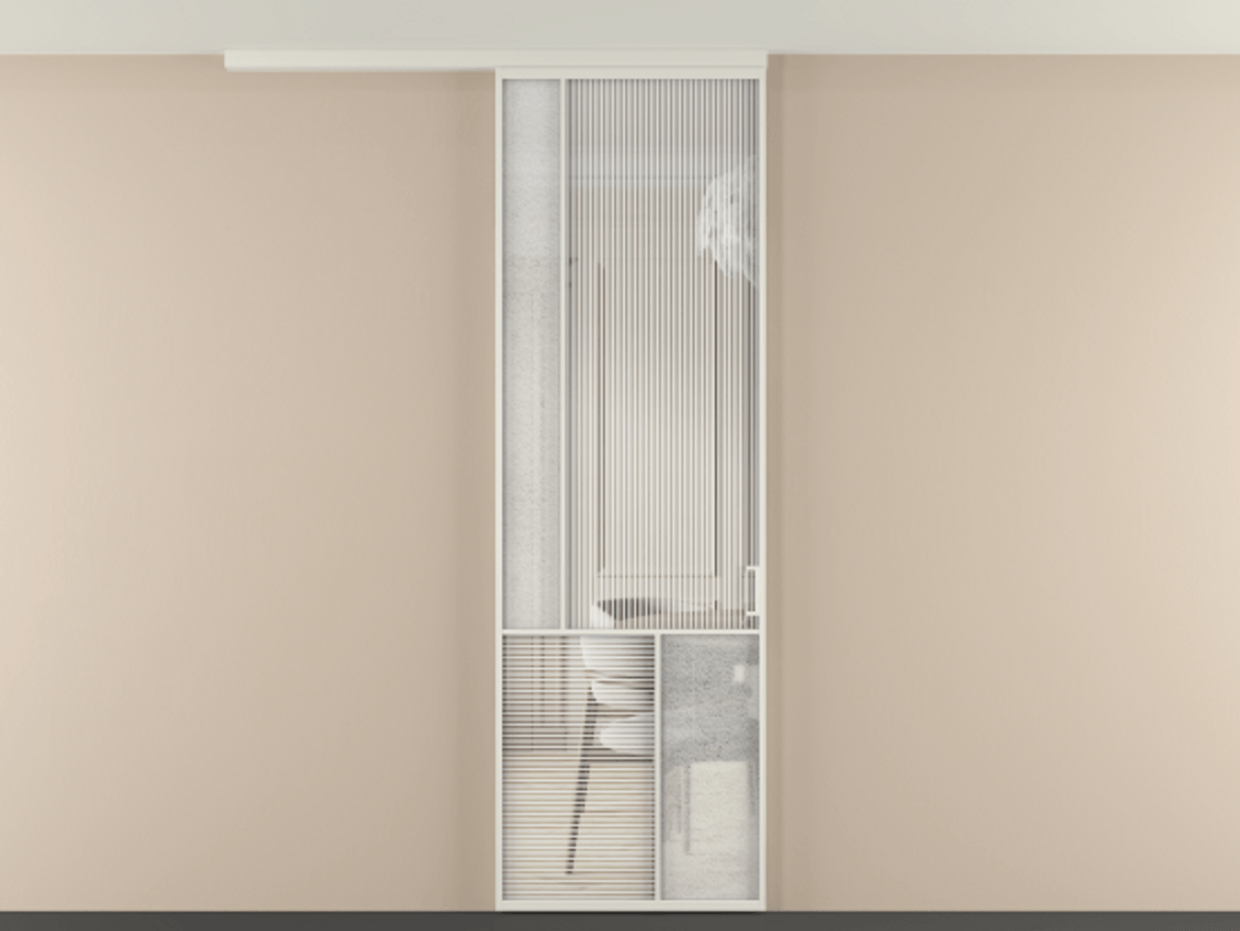 Перегородка Мозаик вдоль стены на потолок 1 створка АЛПР 041.20 Алюминий Белый Рифлёное стекло "Дюна", триплекс, 6 мм + Фактурное стекло "Лёд", триплекс. Скрытый короб БЕЛ Цена 137560 ₽ . Фабрика дверей Волховец 8 (800) 551 43 19 Перегородка Мозаик вдоль стены на потолок 1 створка АЛПР 041.20 Алюминий Белый Рифлёное стекло "Дюна", триплекс, 6 мм + Фактурное стекло "Лёд", триплекс Цена 137560 ₽ | Volhovec